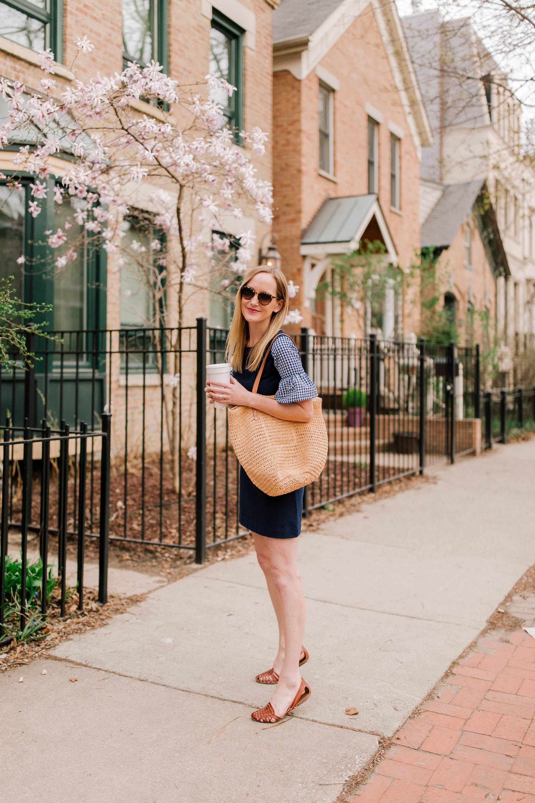 Ruffled Gingham Sleeve Dress