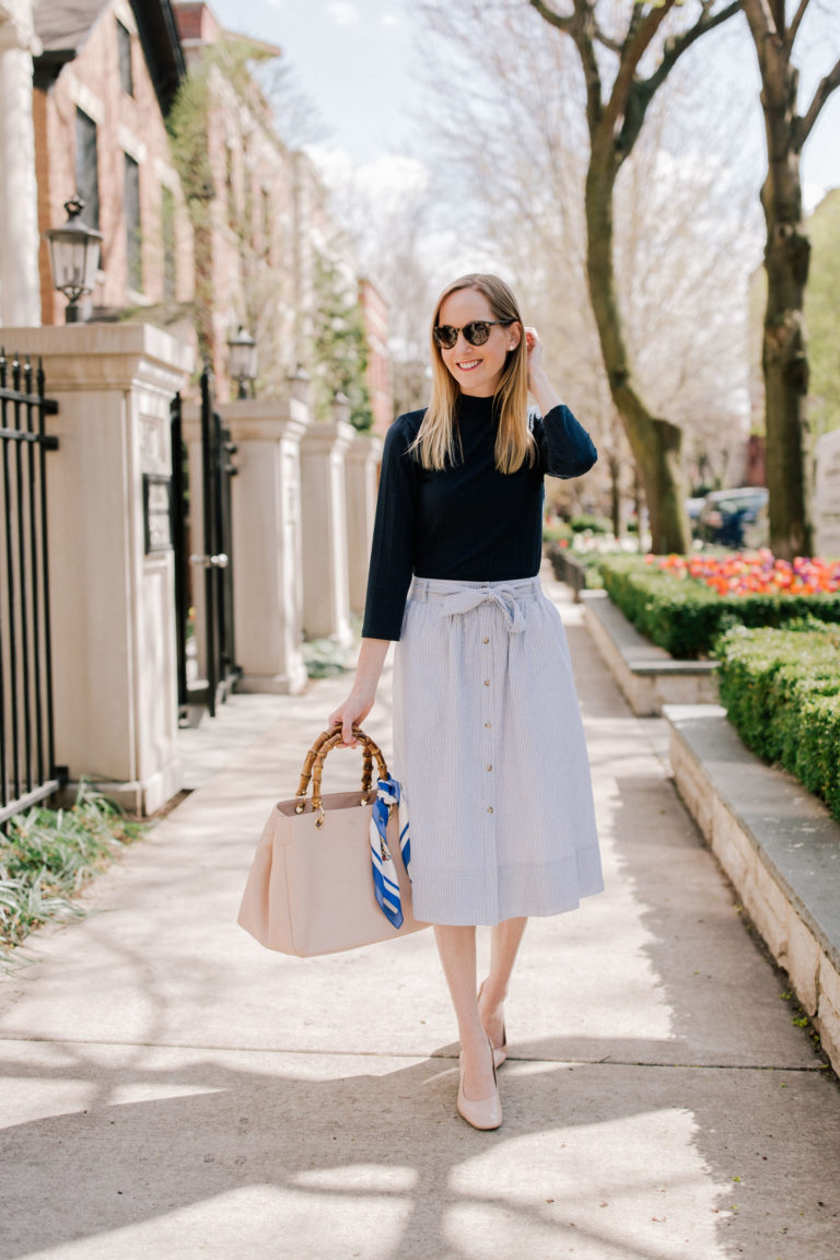 Everlane Day Heel Review, How To Style Them, & A Preppy Skirt Outfit