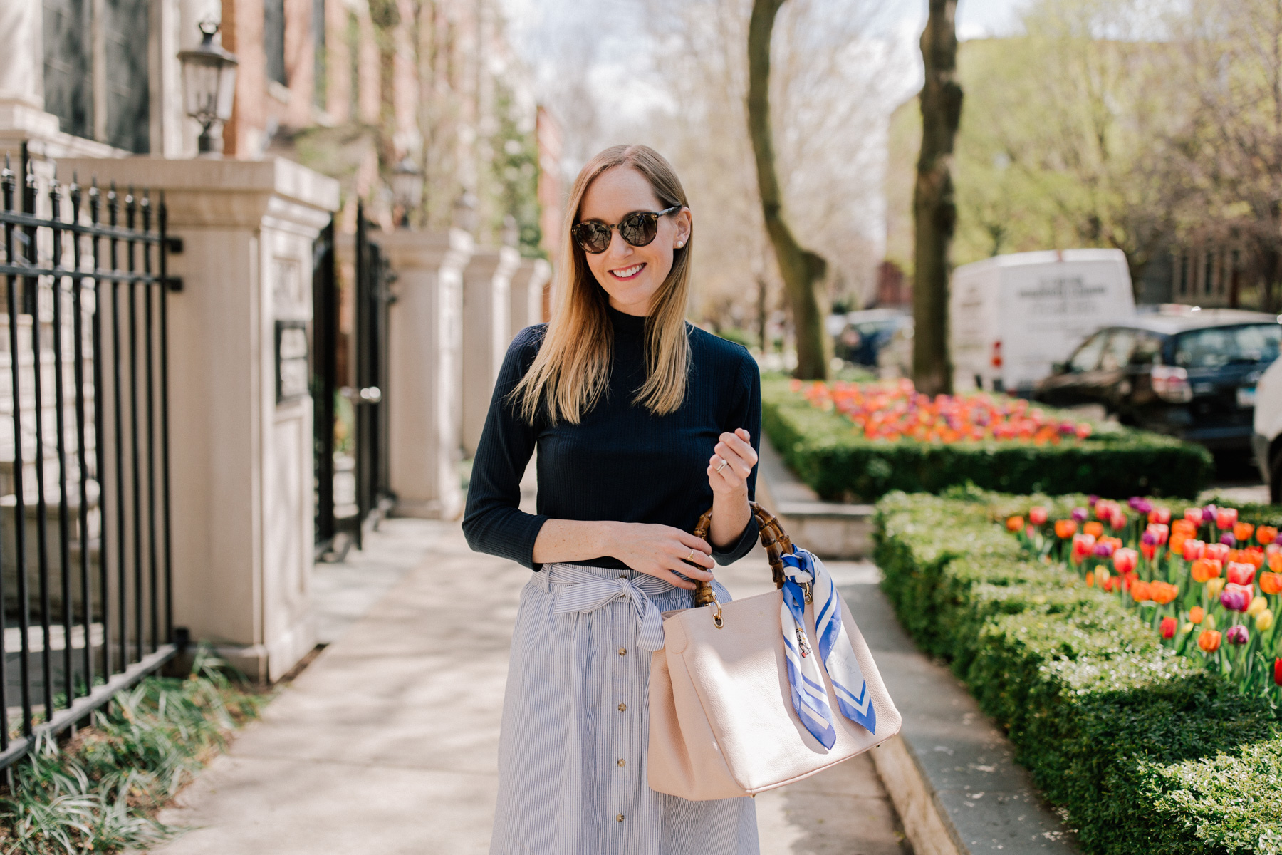 Everlane Day Heel Review, How To Style Them, & A Preppy Skirt Outfit