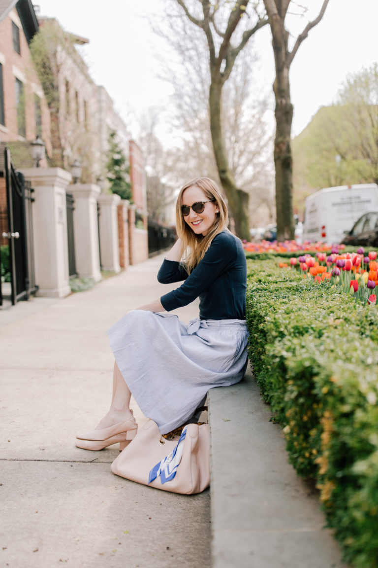 Everlane Day Heel Review, How To Style Them, & A Preppy Skirt Outfit