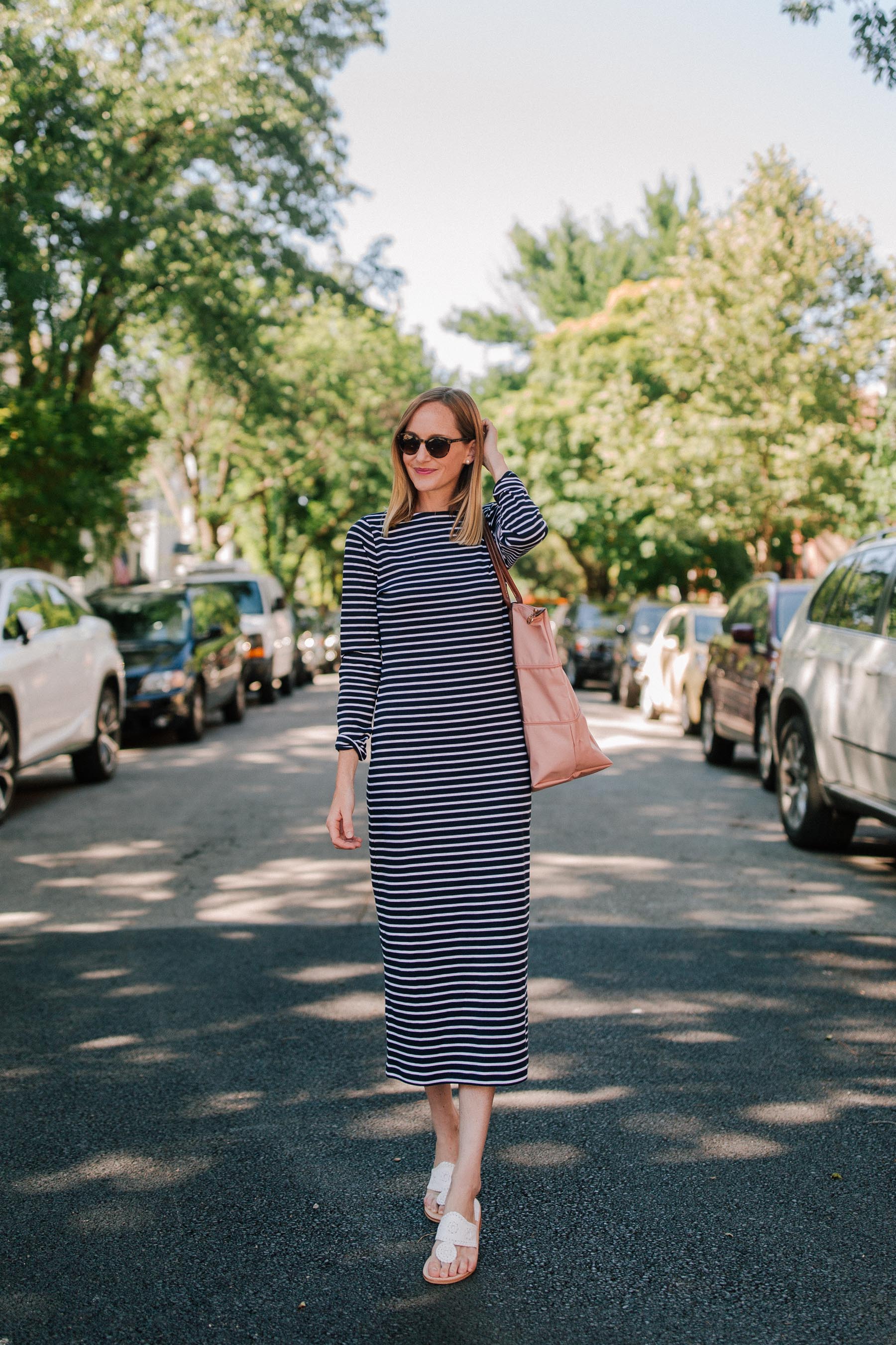 Striped 1901 Midi Dress + New $100 Giveaway - Kelly in the City