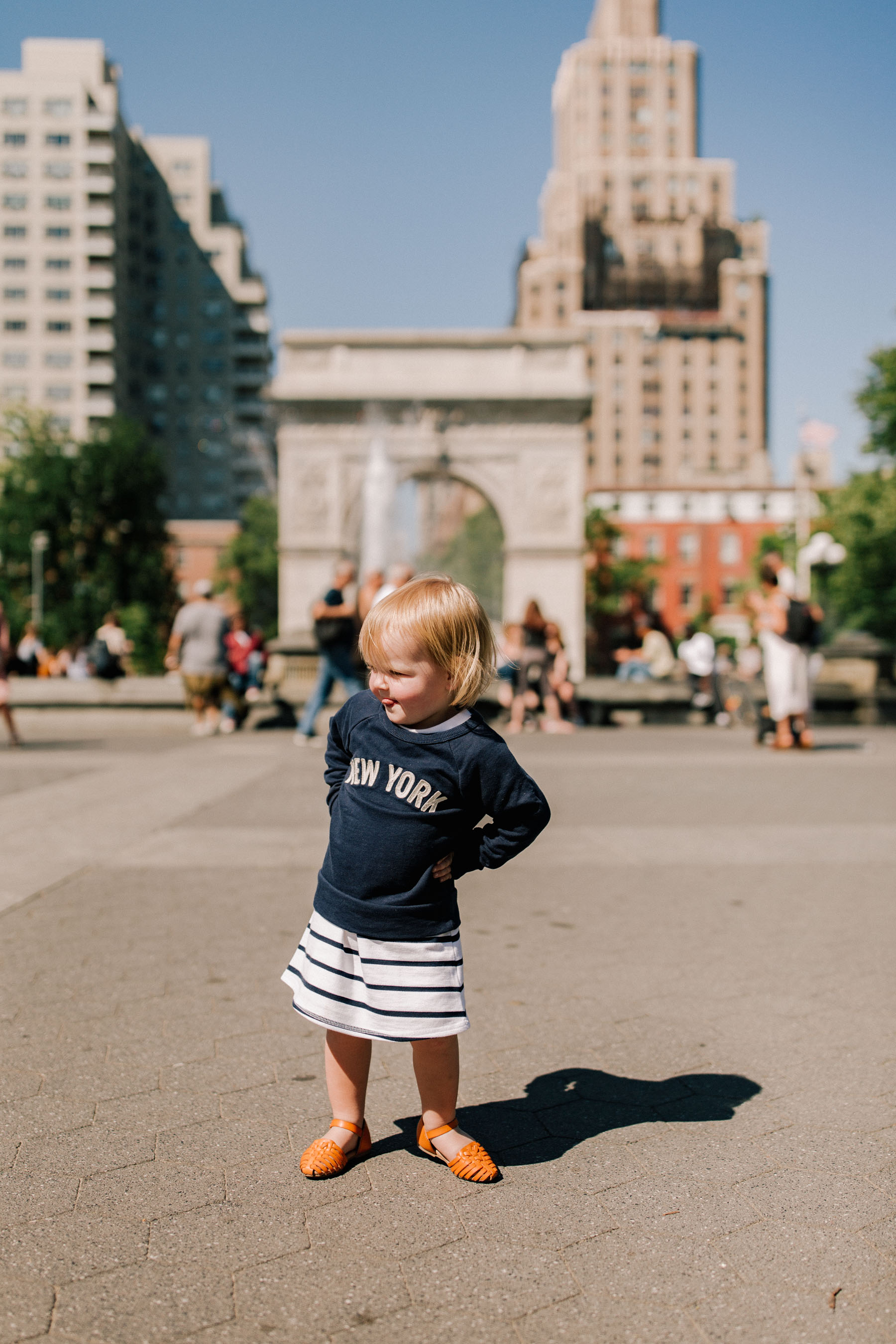 J.Crew "New York" Sweatshirt  / Huarache Sandals / Gap Kids Dress