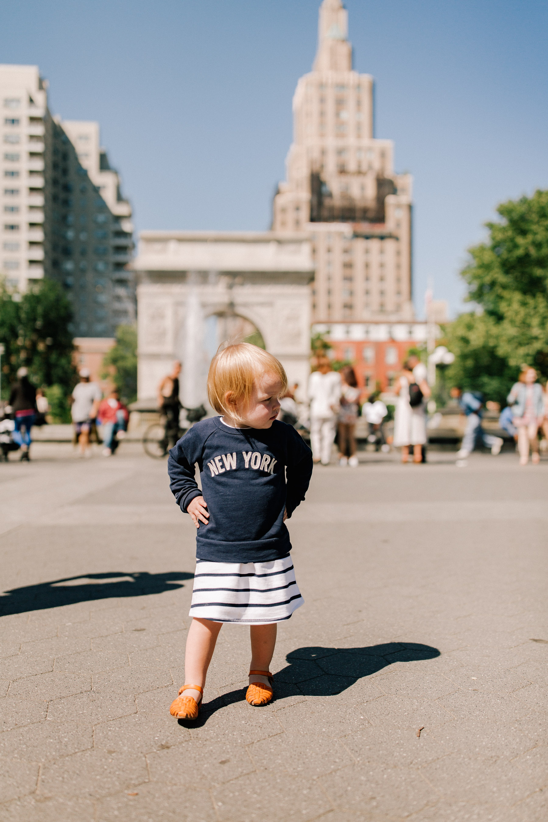 J.Crew "New York" Sweatshirt  / Huarache Sandals / Gap Kids Dress