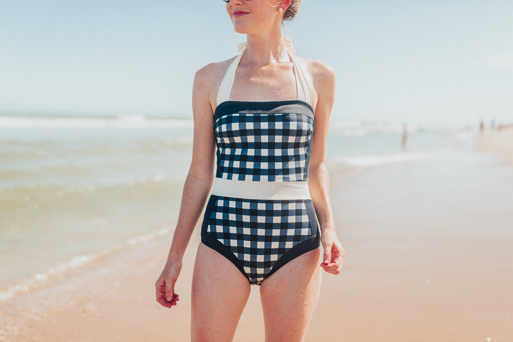 Boden Retro Gingham Bathing Suit