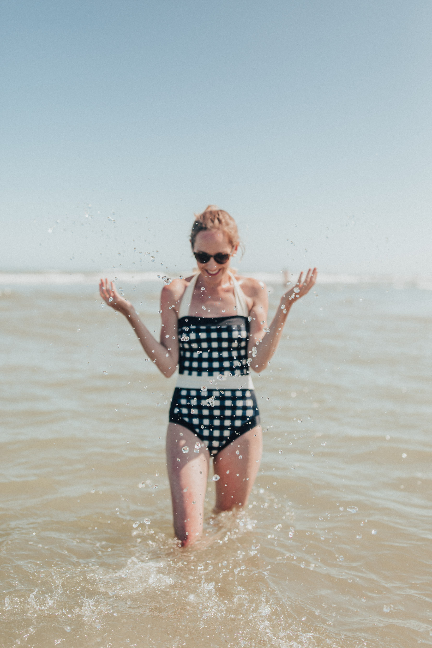 Boden Retro Gingham Bathing Suit