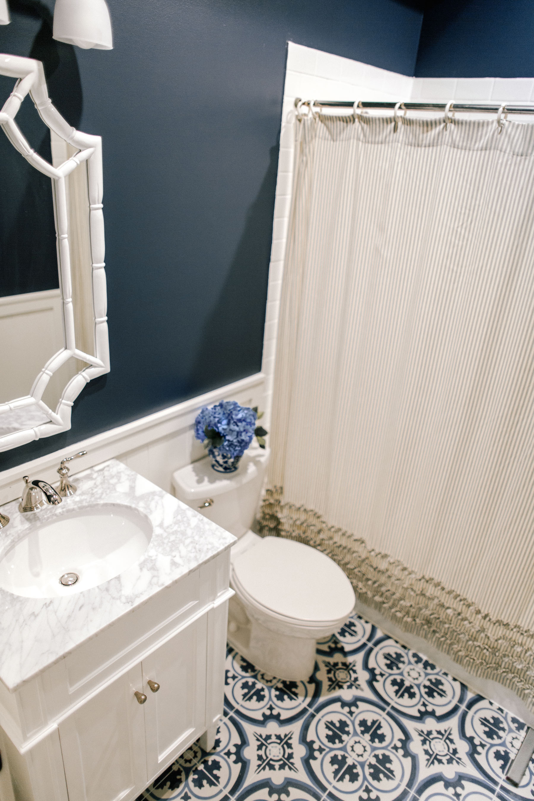 Navy Preppy Bathroom Renovation - Kelly in the City