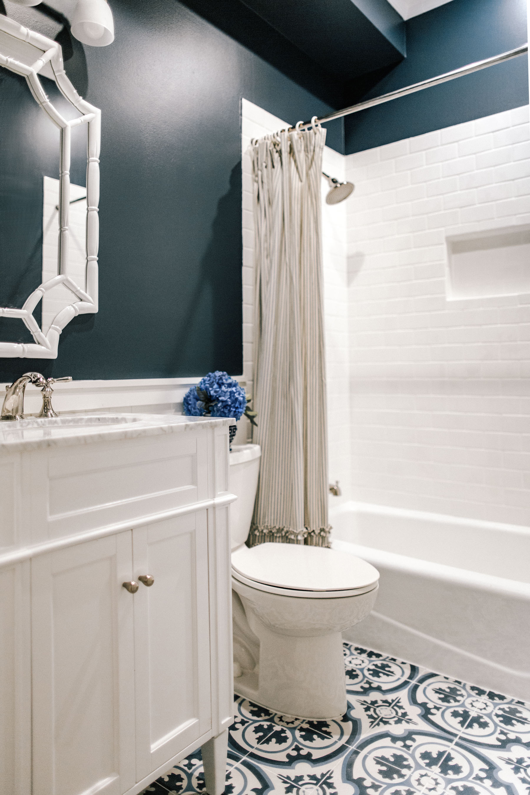 Navy Preppy Bathroom Renovation - Kelly in the City