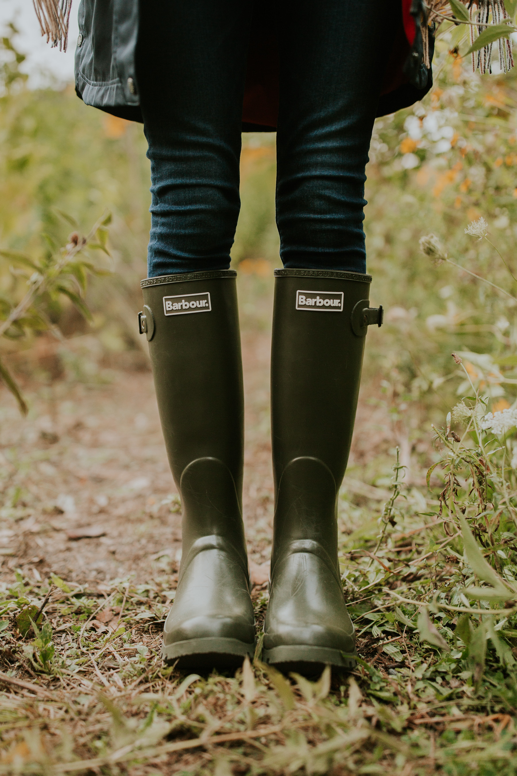 Barbour Womens Jarrow Mid Calf Winter Waterproof Wellington Rain Boots - Dark Olive