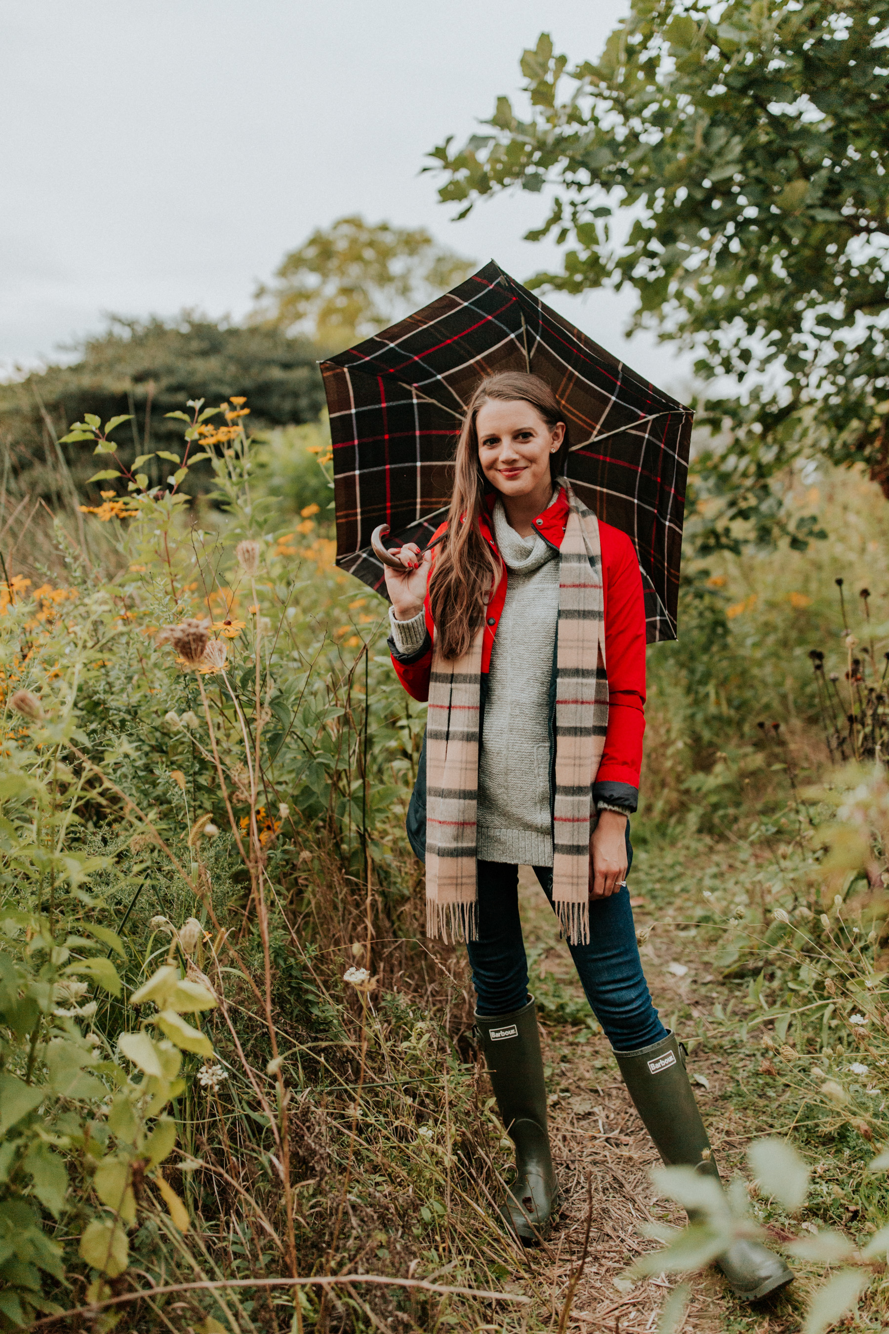 Telescoping Tartan Umbrella BARBOUR