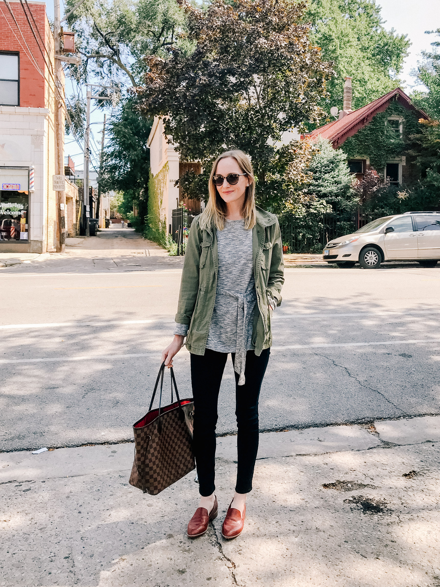 Gray Tie-Front Top 