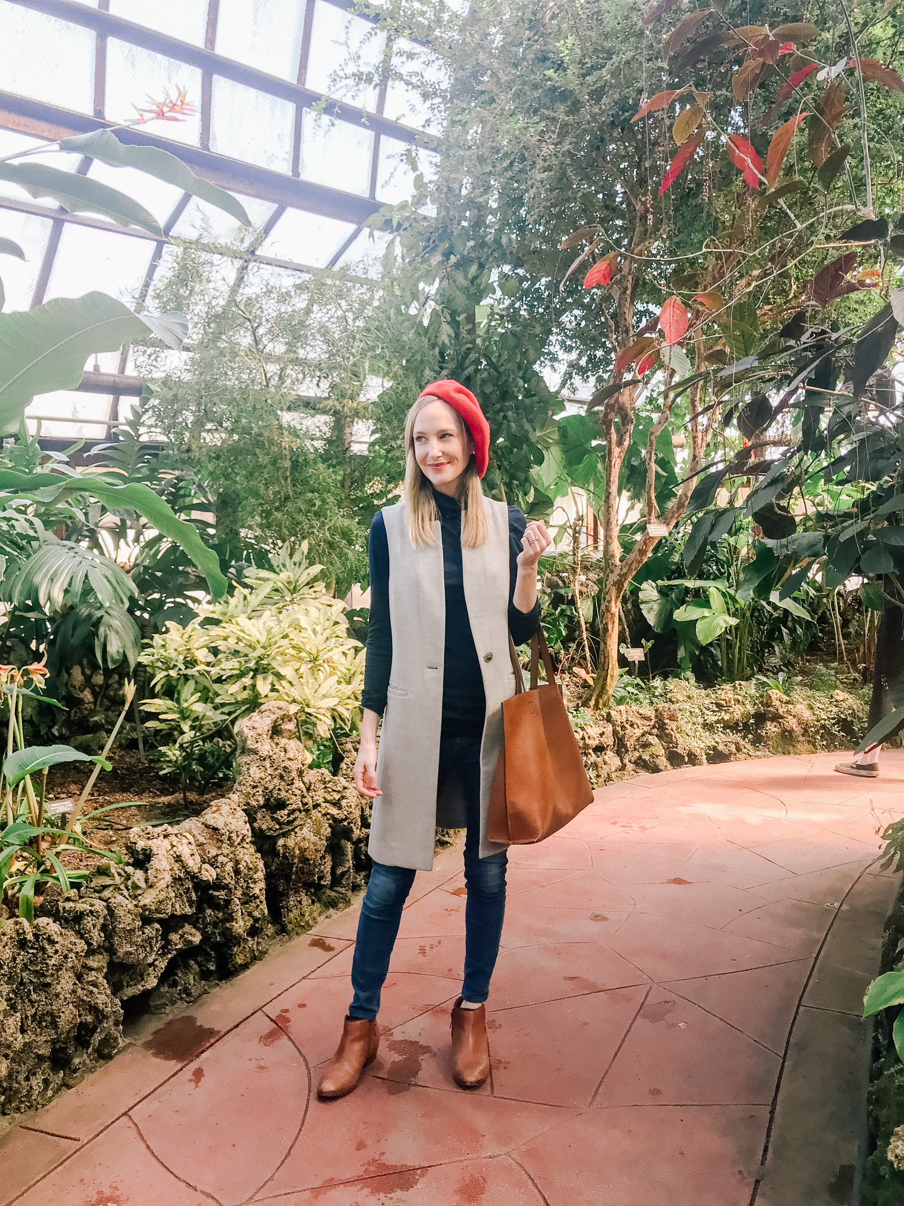 Red Beret / Leather Booties