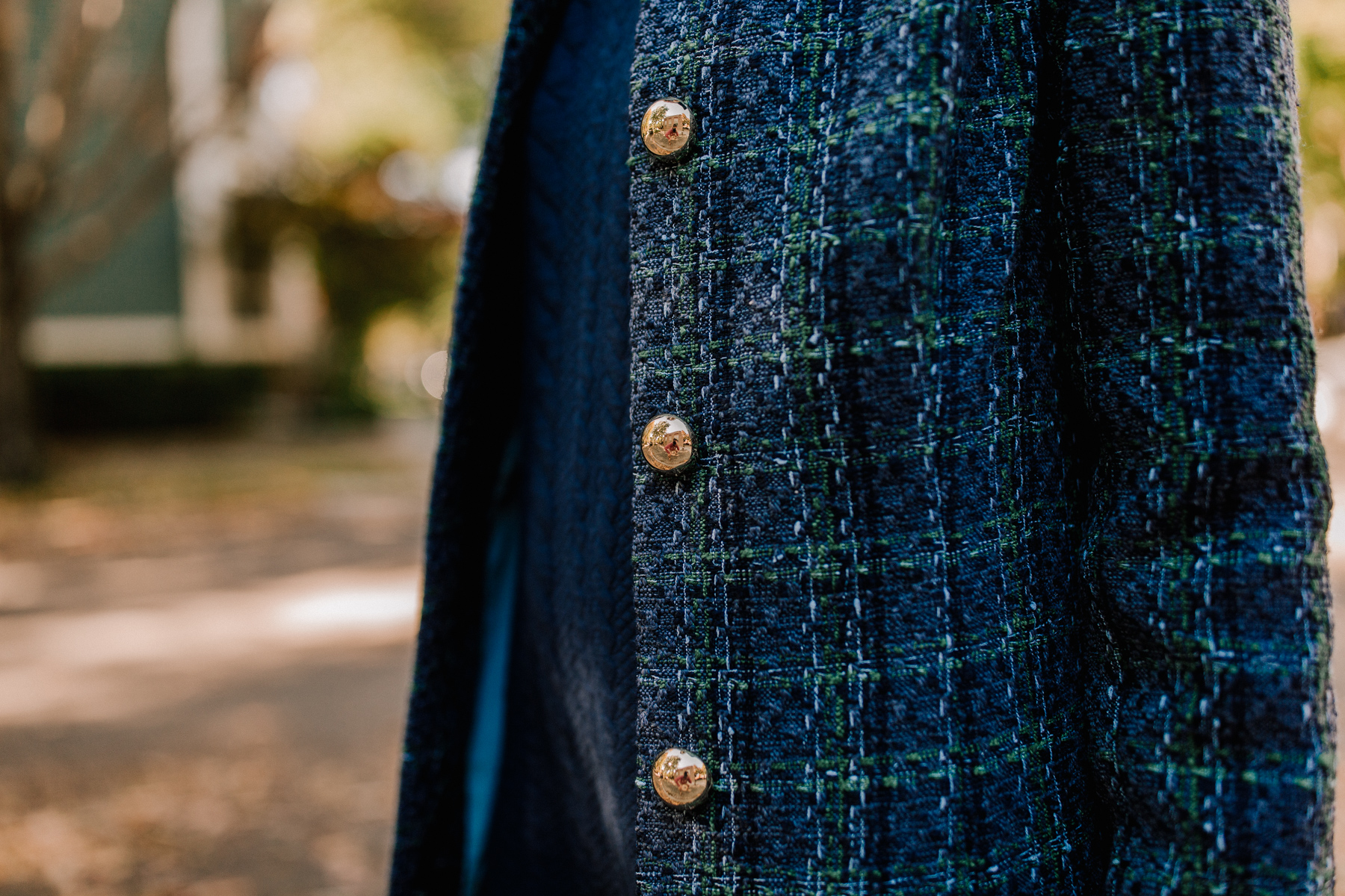 Sail to Sable Navy Tweed Coat and Navy Cable-Knit Dress 