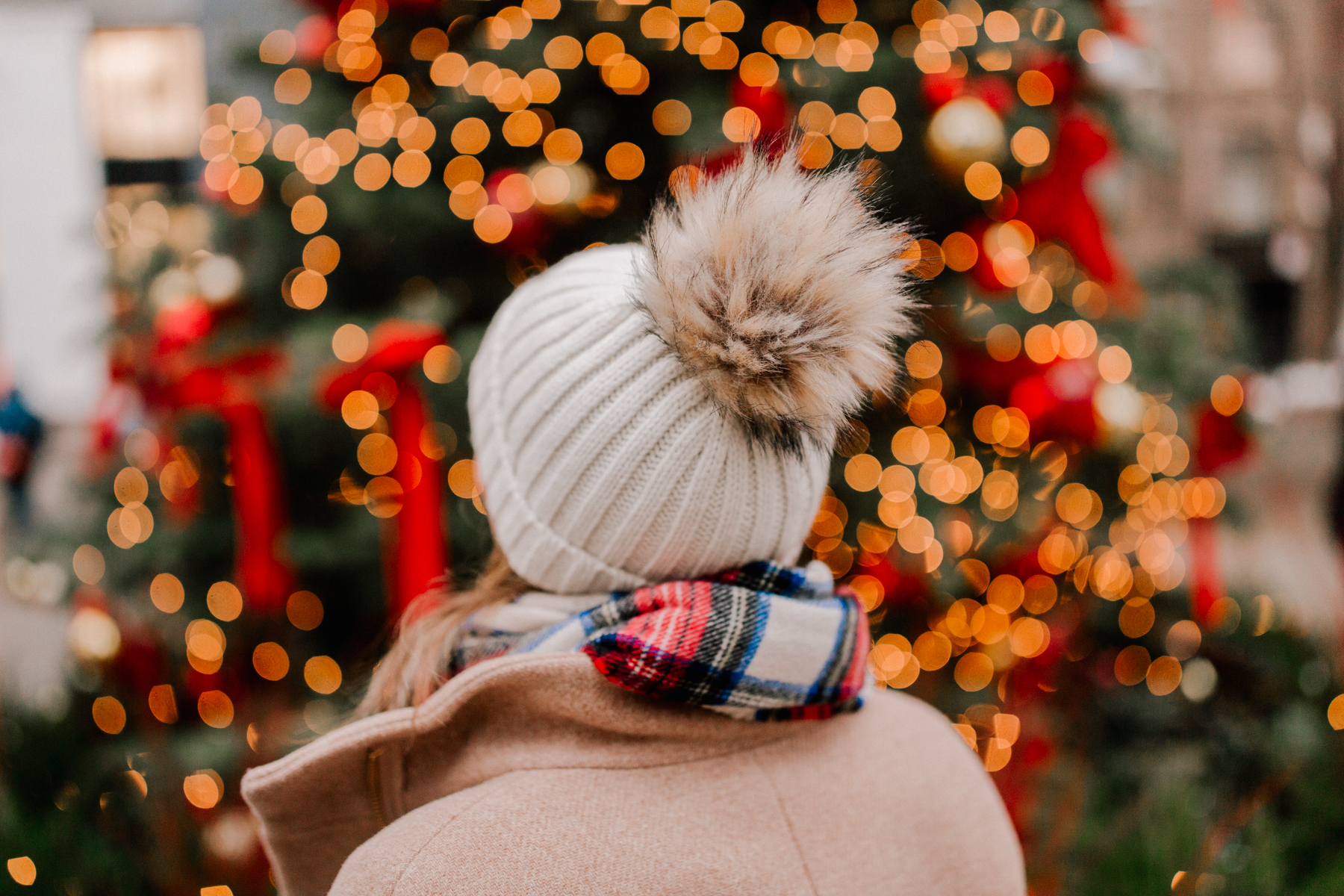 J.Crew Tartan Scarf / Pom Pom Hat