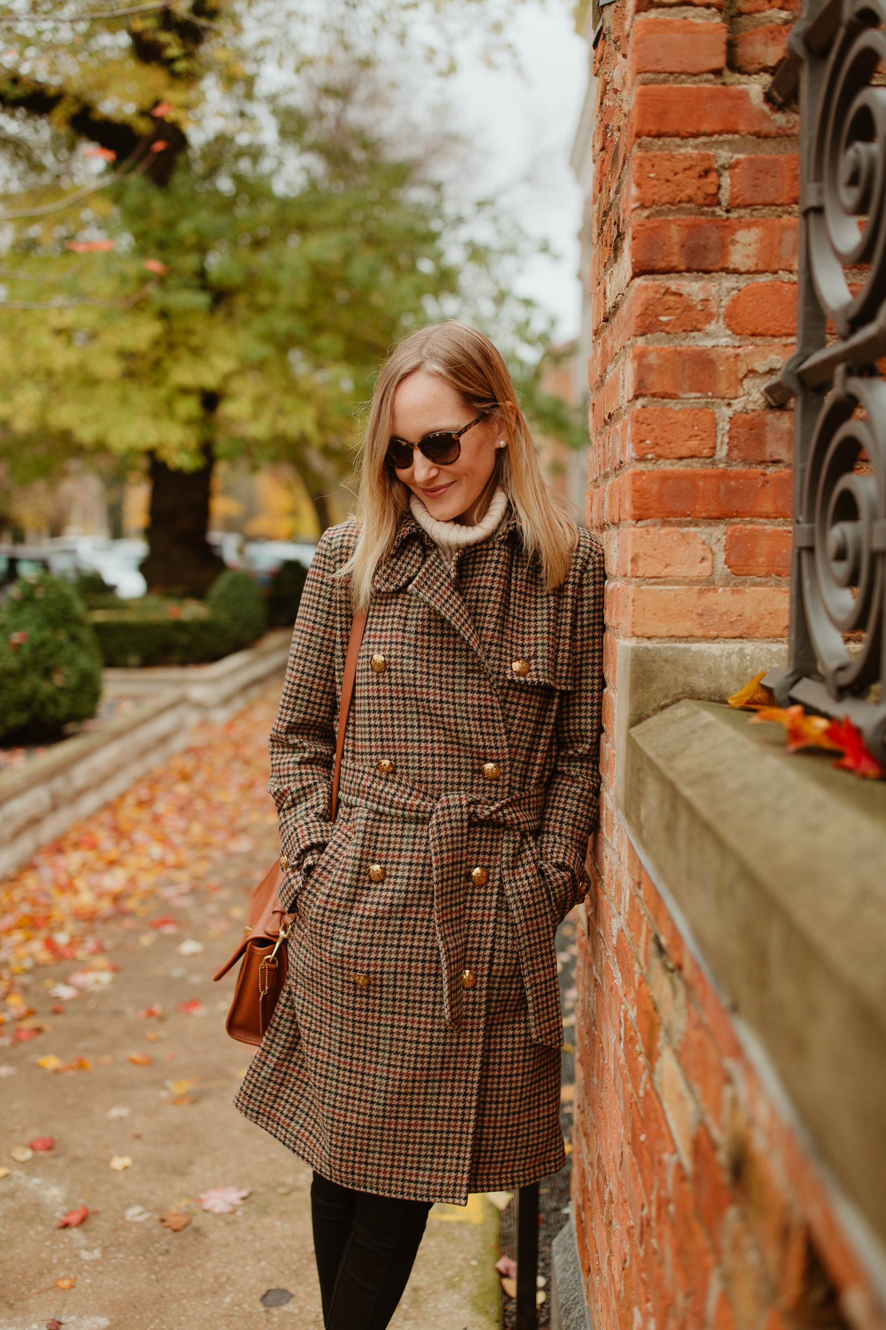 Lauren Ralph Lauren Houndstooth Wool Trench Coat - Kelly in the City