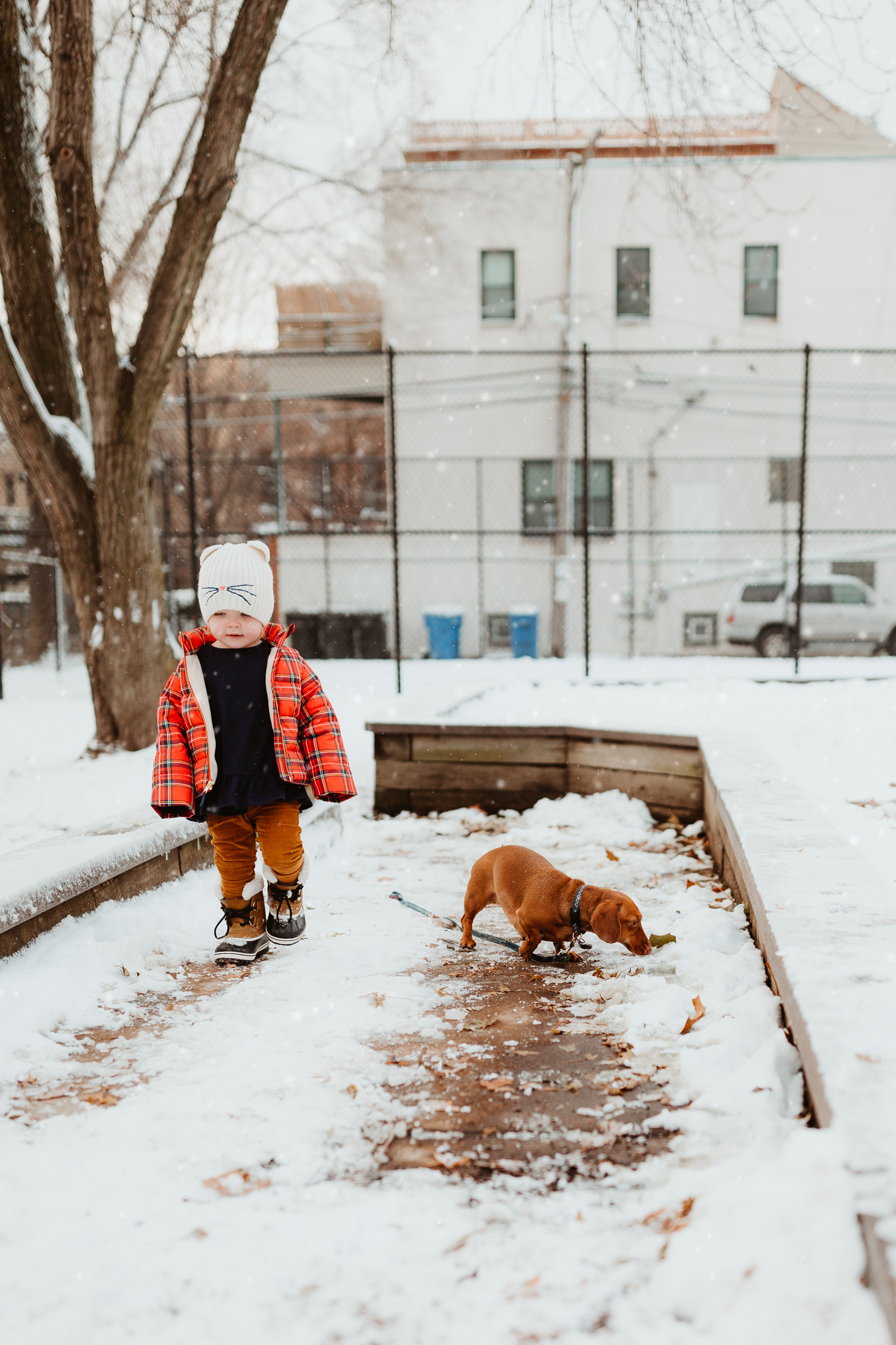 Emma: Toddler Sorel Snow Boots and Plaid Coat