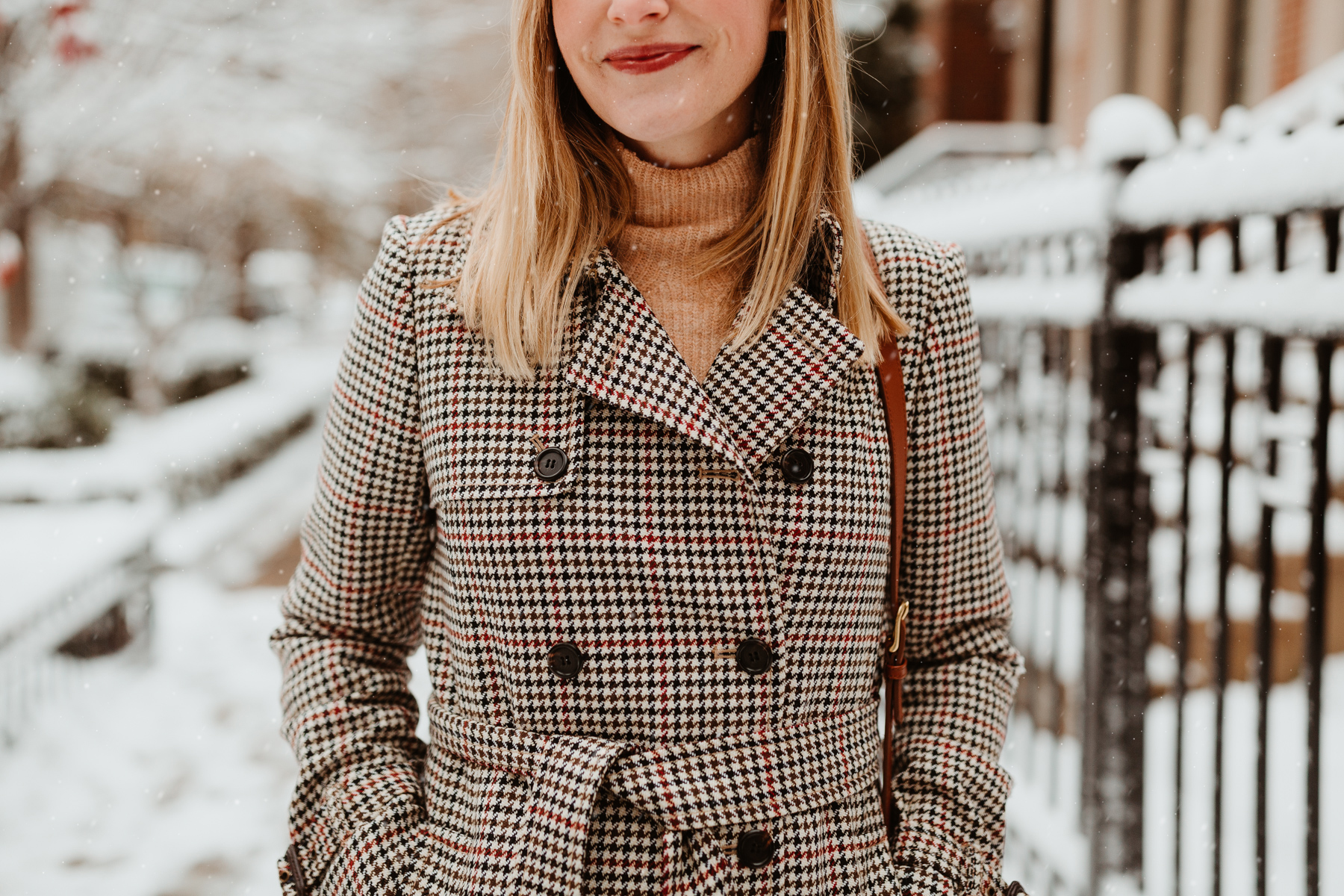 J.Crew Icon Houndstooth Trench Coat in Italian Wool