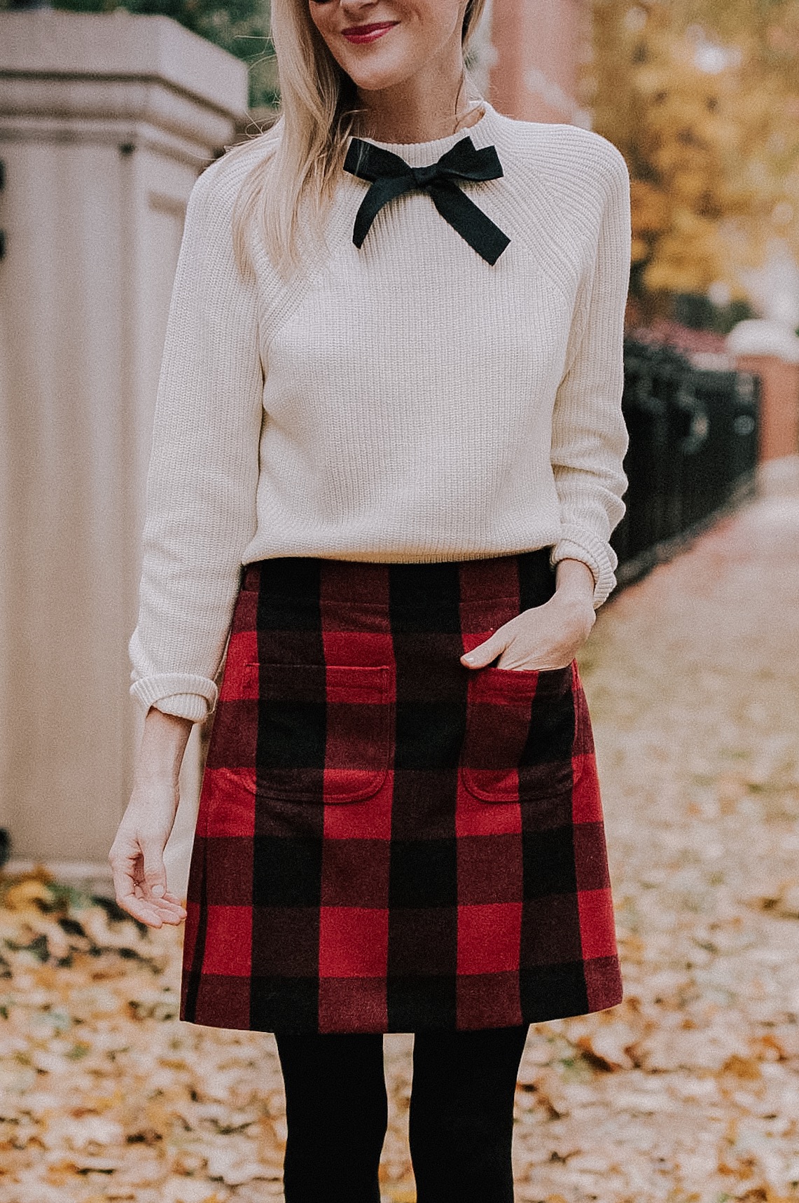 J crew hotsell red plaid skirt