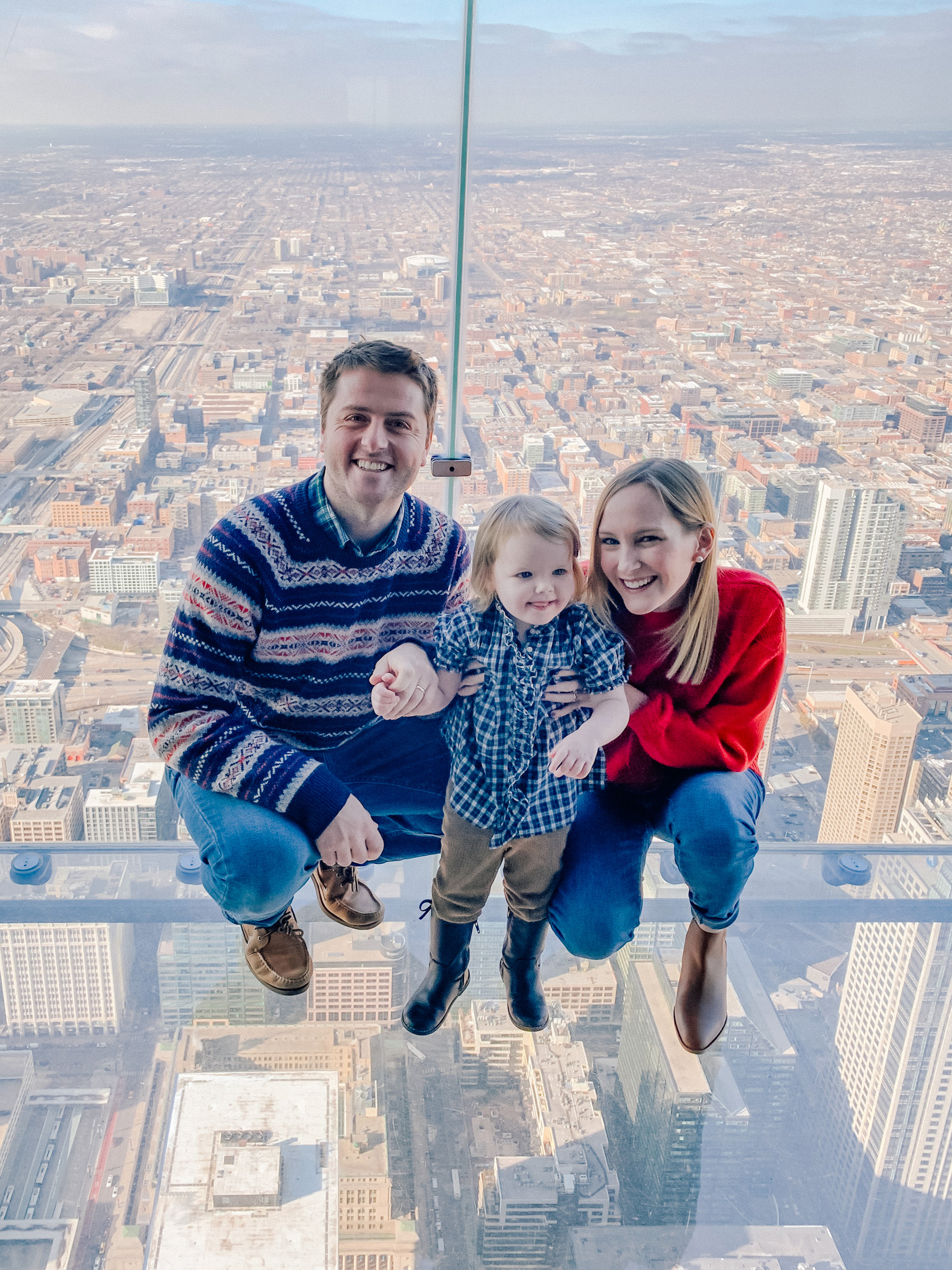 Meeting Santa on the Willis Tower Skydeck - Lakin Family