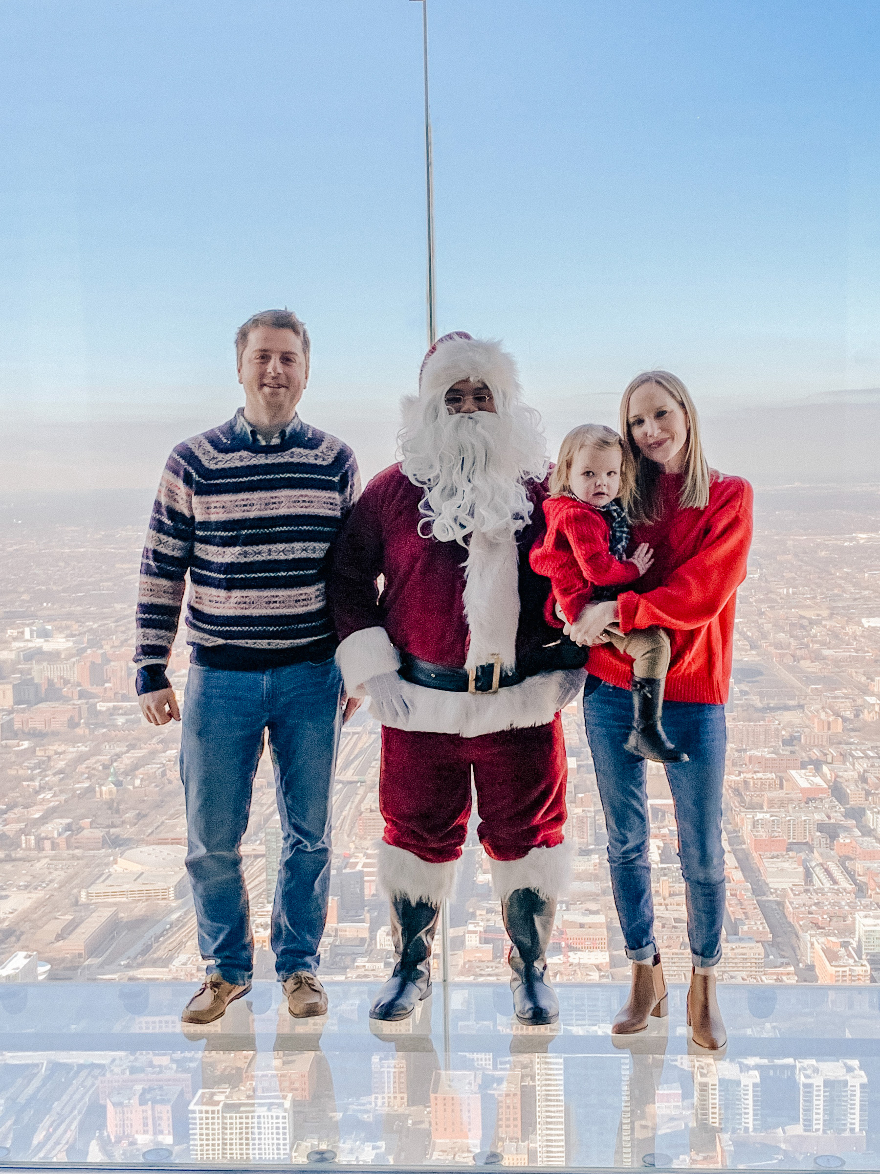 Meeting Santa on the Willis Tower Skydeck - Larkin Family