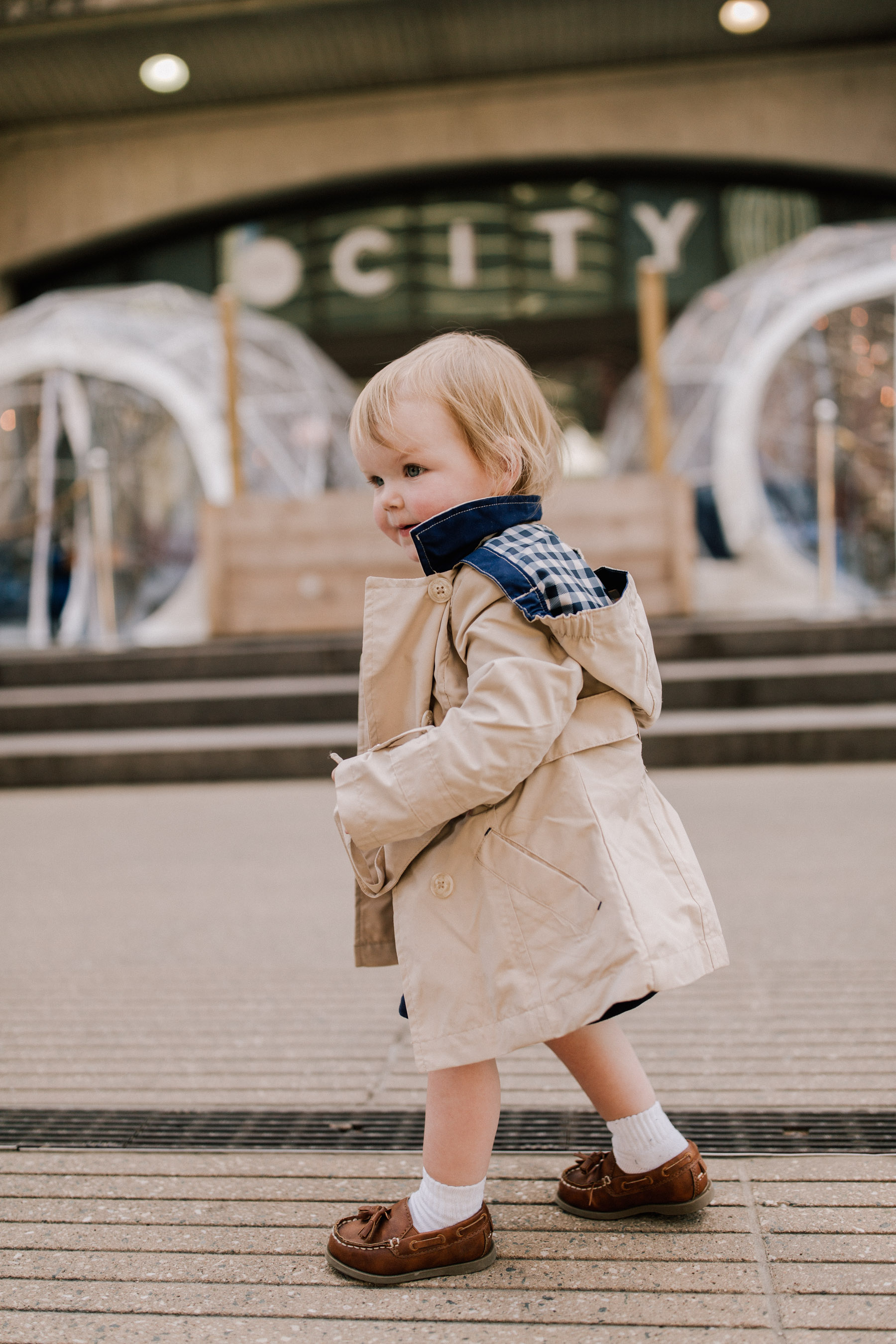 Toddler in a Trench Coat