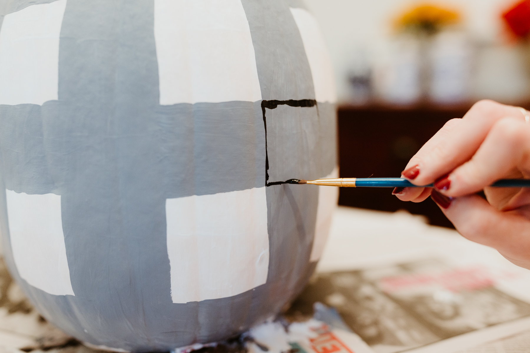 Buffalo plaid pumpkin DIY