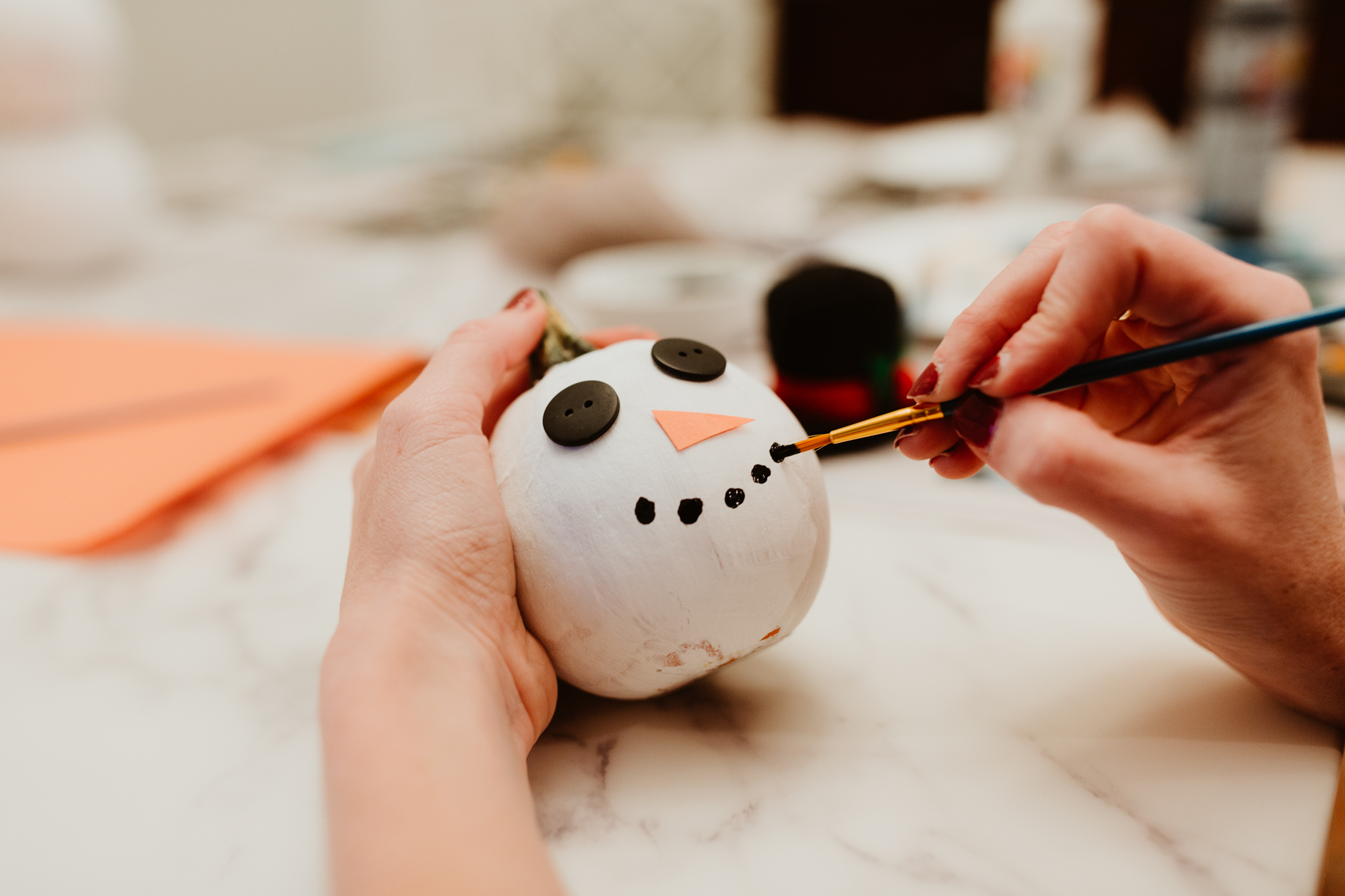 Snowman pumpkin DIY