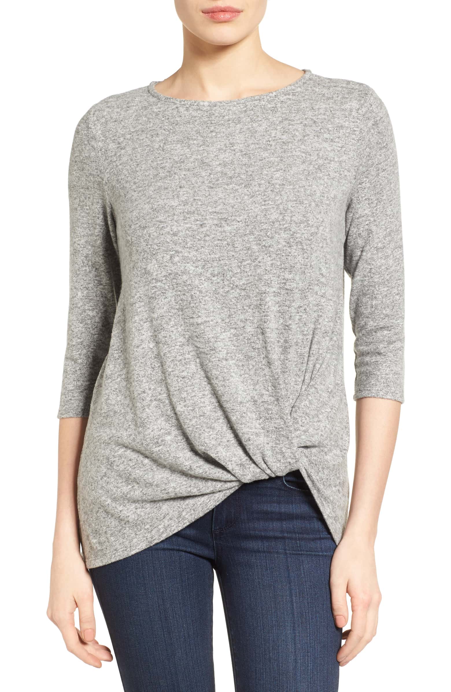 Nordstrom Gibson Cozy Twist Top, Size XS