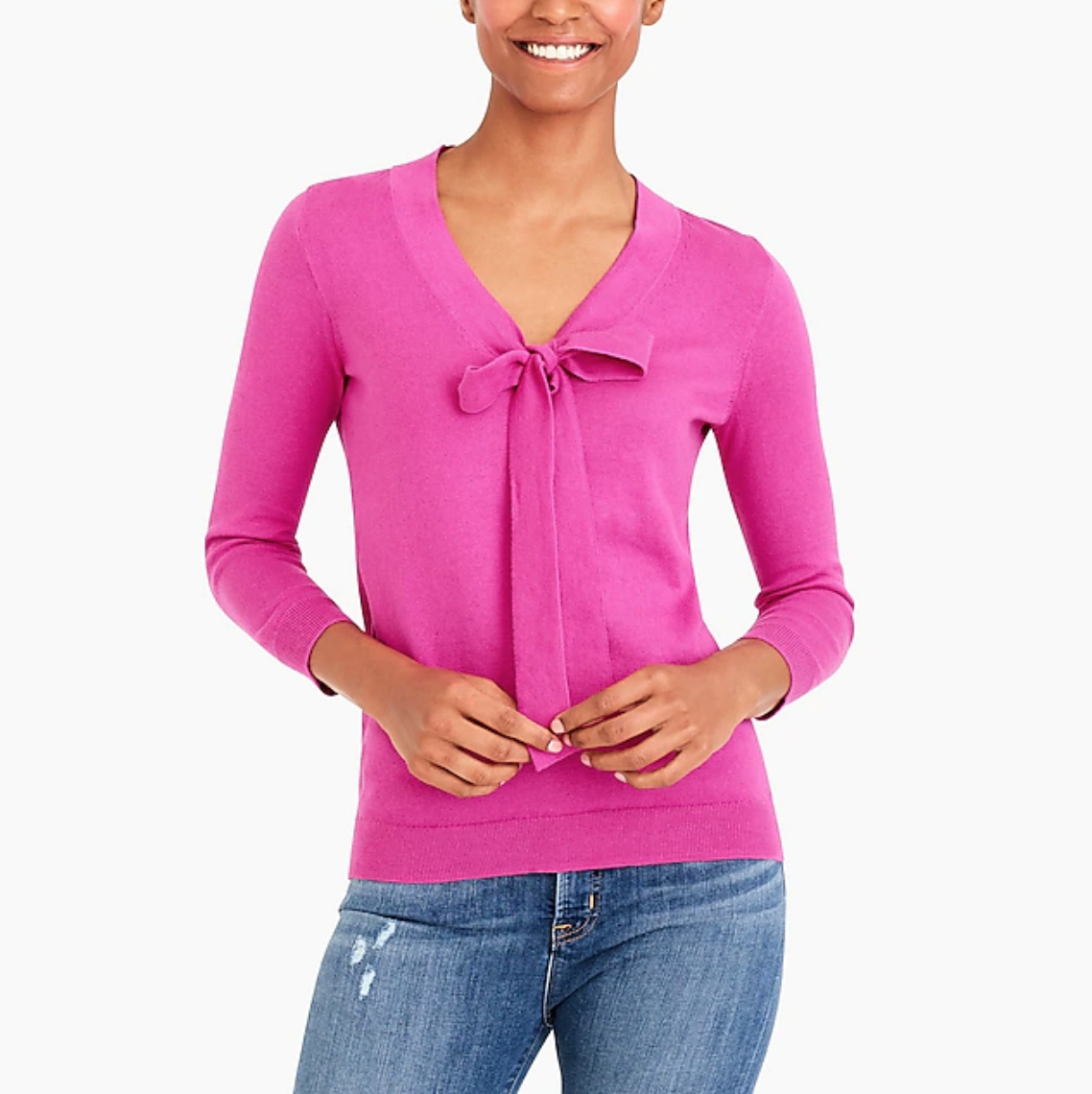 J.Crew Factory Pink Bow Sweater, Size Medium