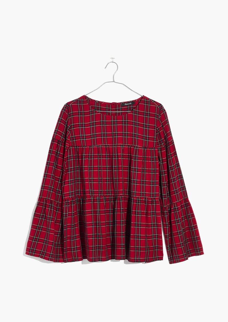 Madewell Plaid Tiered Top, Size XS