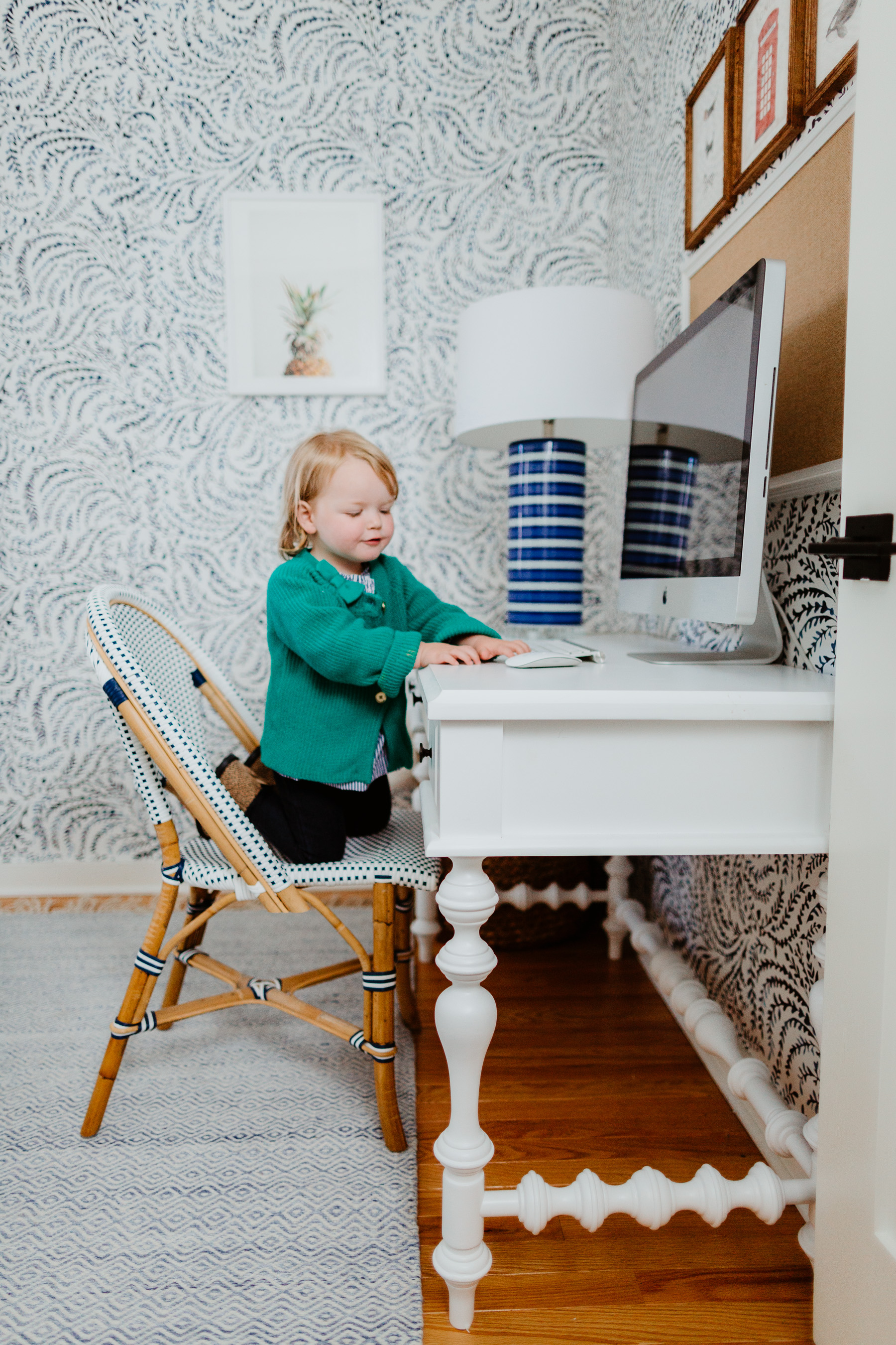 Wilder Modern Farmhouse Turned Leg Writing Desk White - Aiden Lane