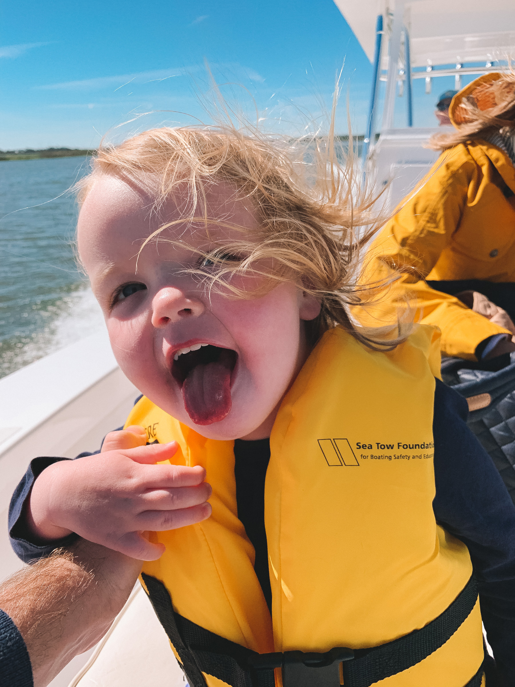 Emma Larkin is enjoying a Dolphin Boat Tour on Sea Island