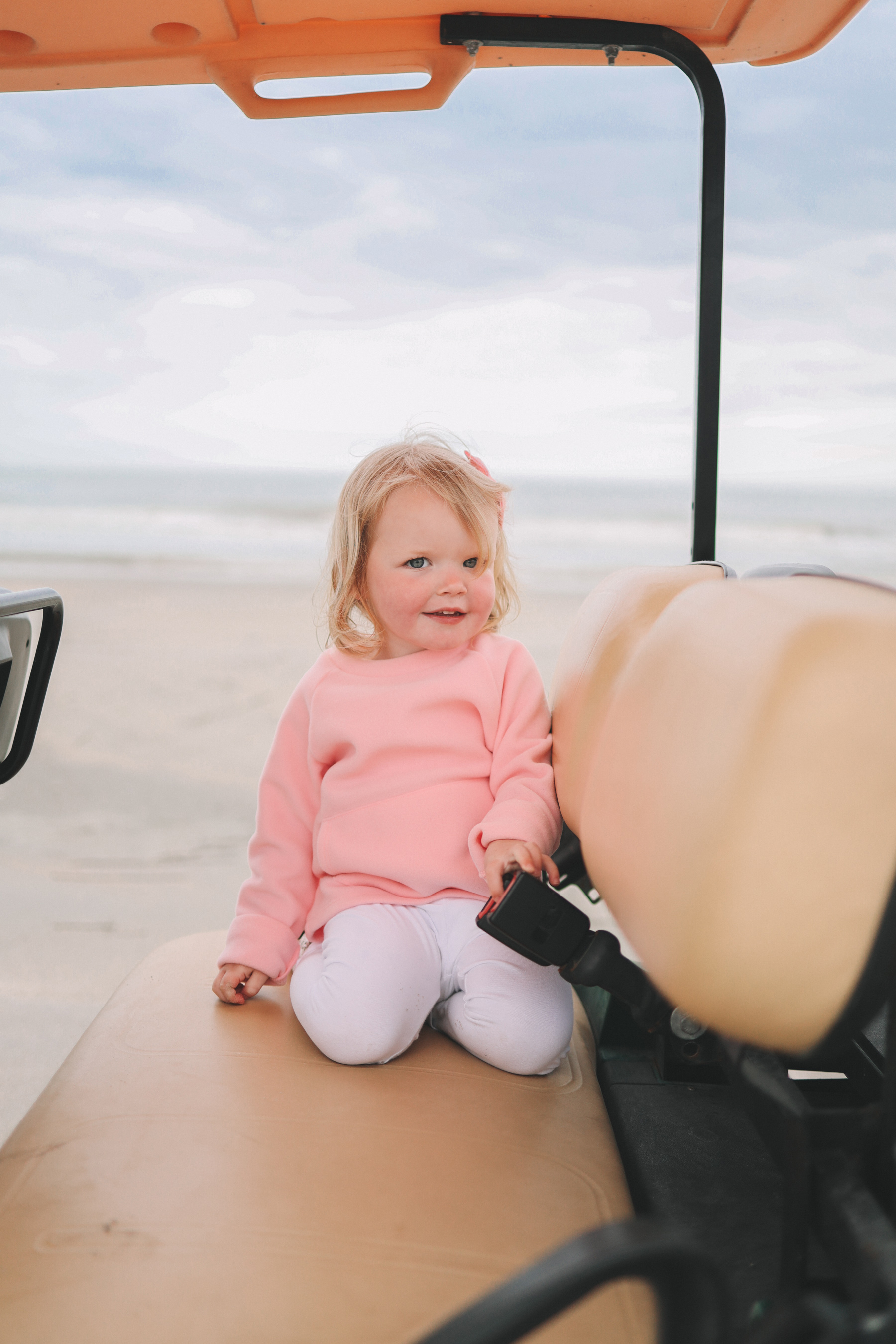 Emma's outfit: Dudley Stephens Kids' Crewneck, White Leggings