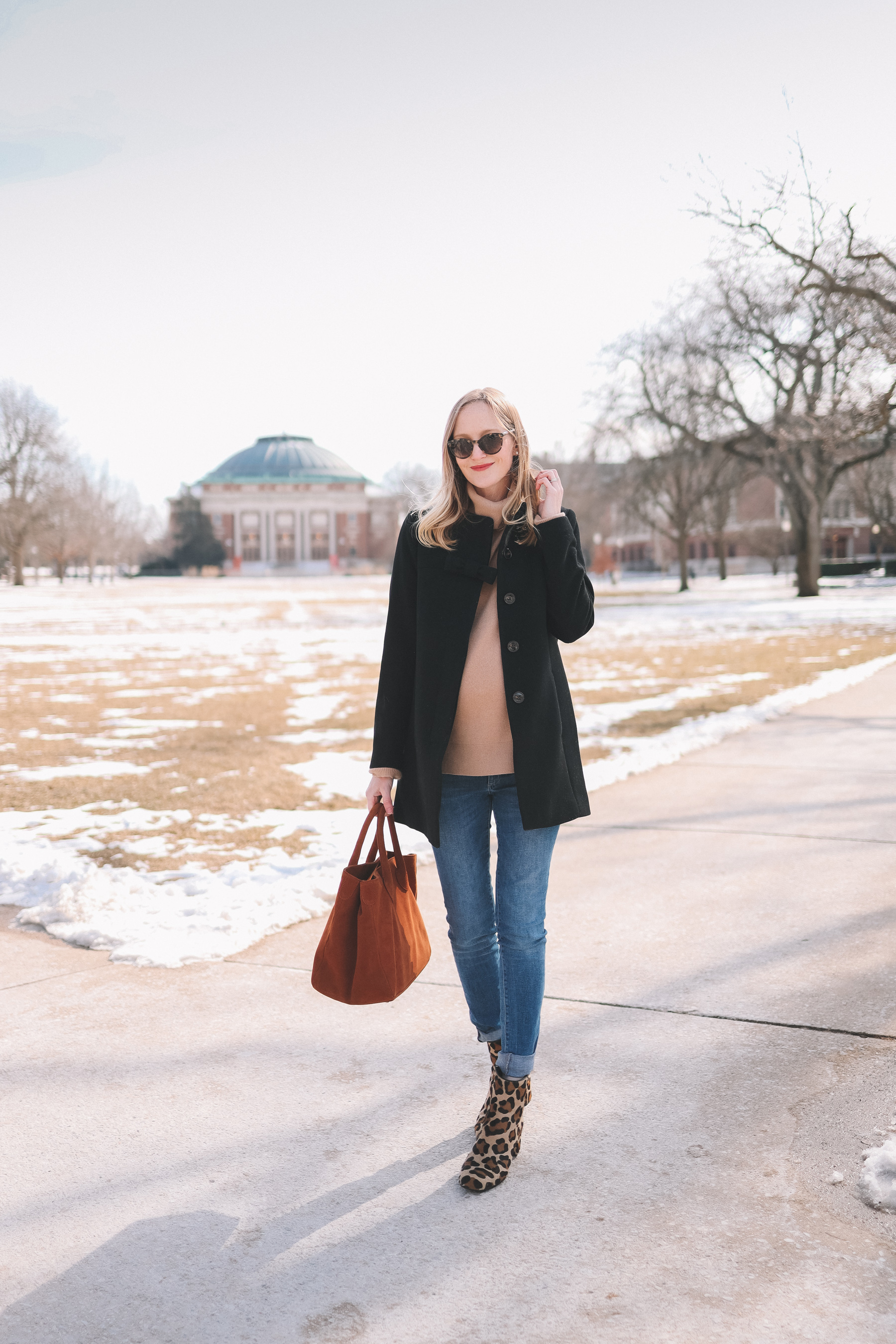 A winter outfit and my gorgeous leopard booties from Margaux NY by Kelly Larkin