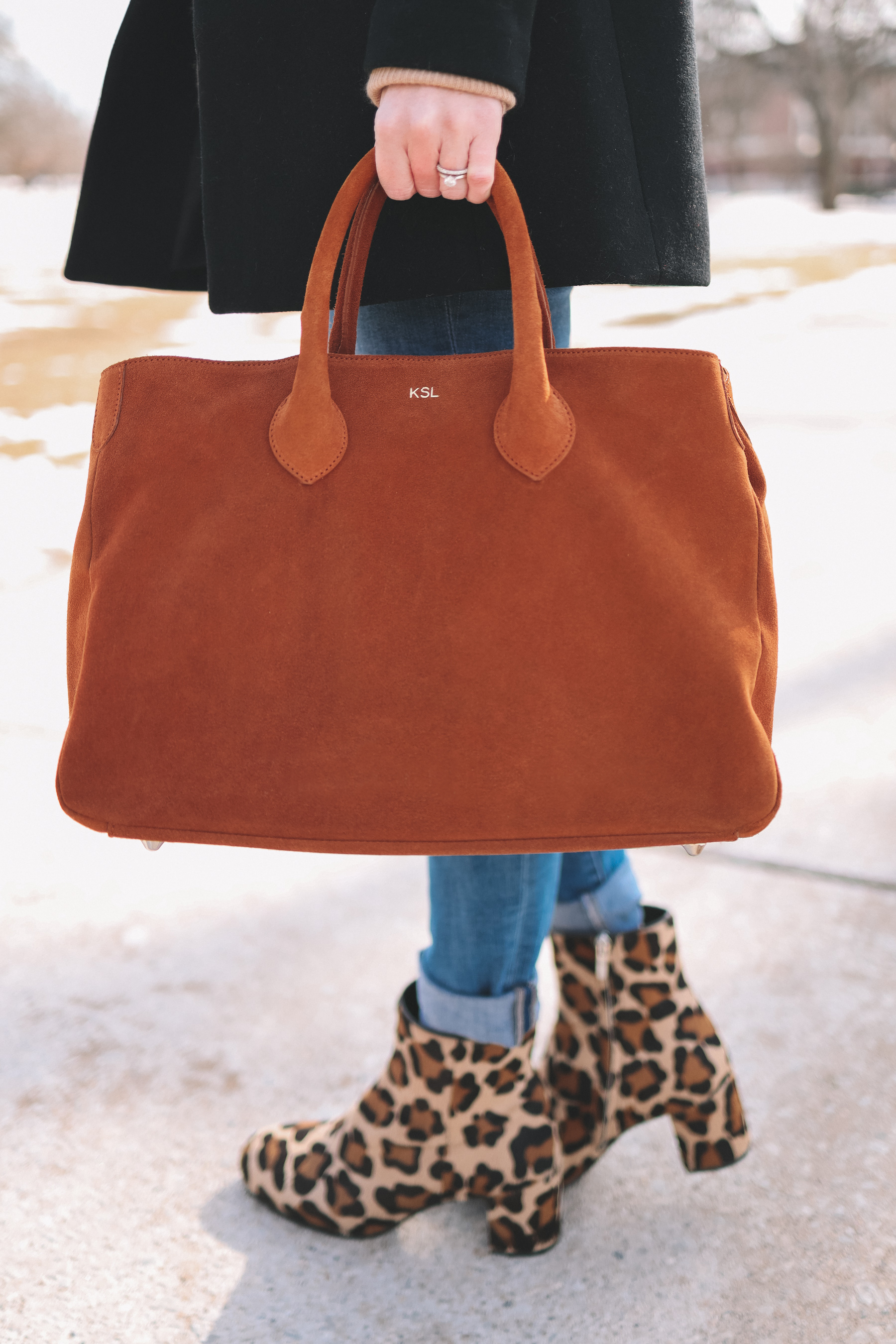 Mark & Graham Suede Elisabetta Tote & Leopard Booties