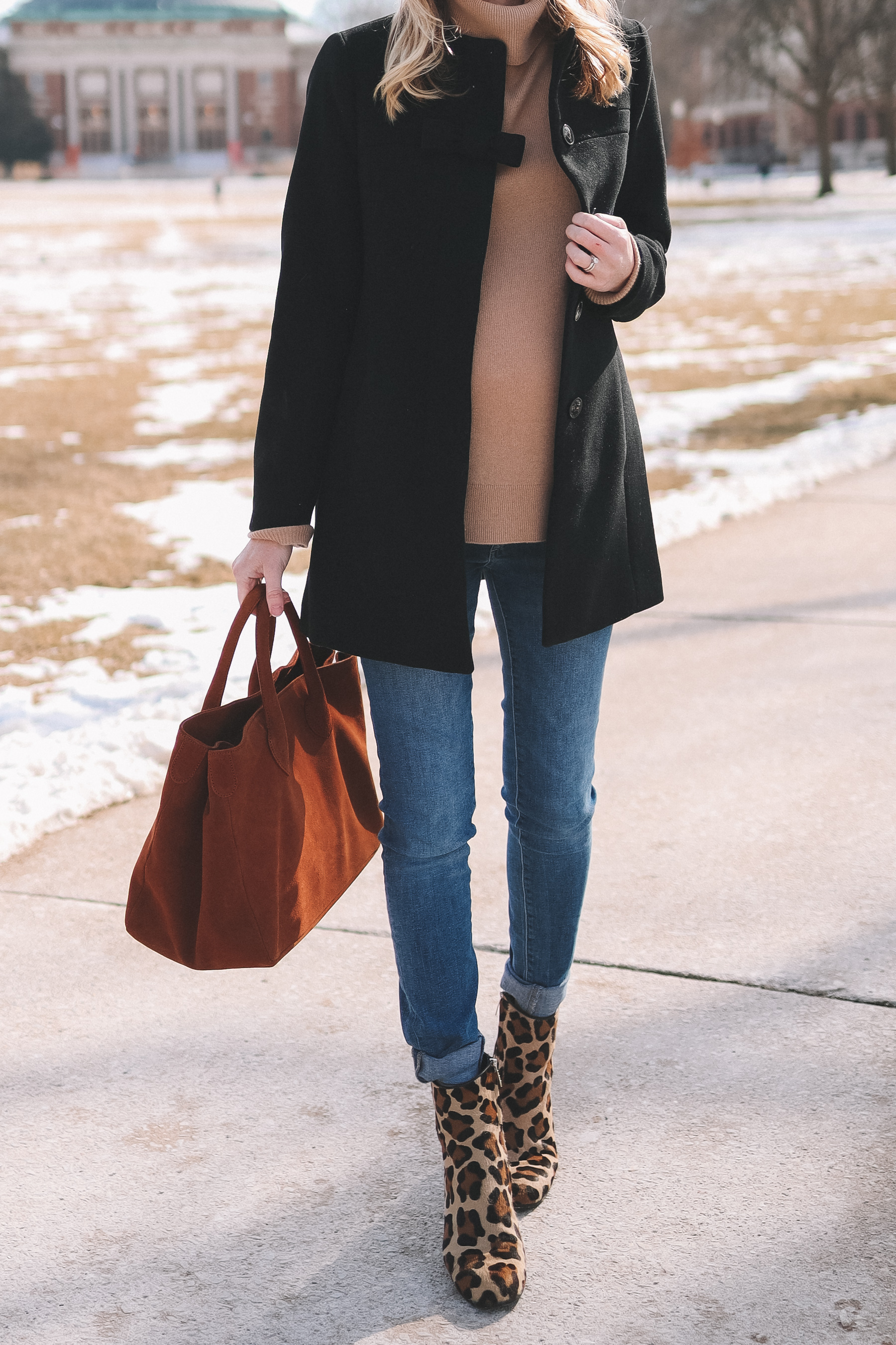 A winter outfit and my gorgeous leopard booties from Margaux NY by Kelly Larkin