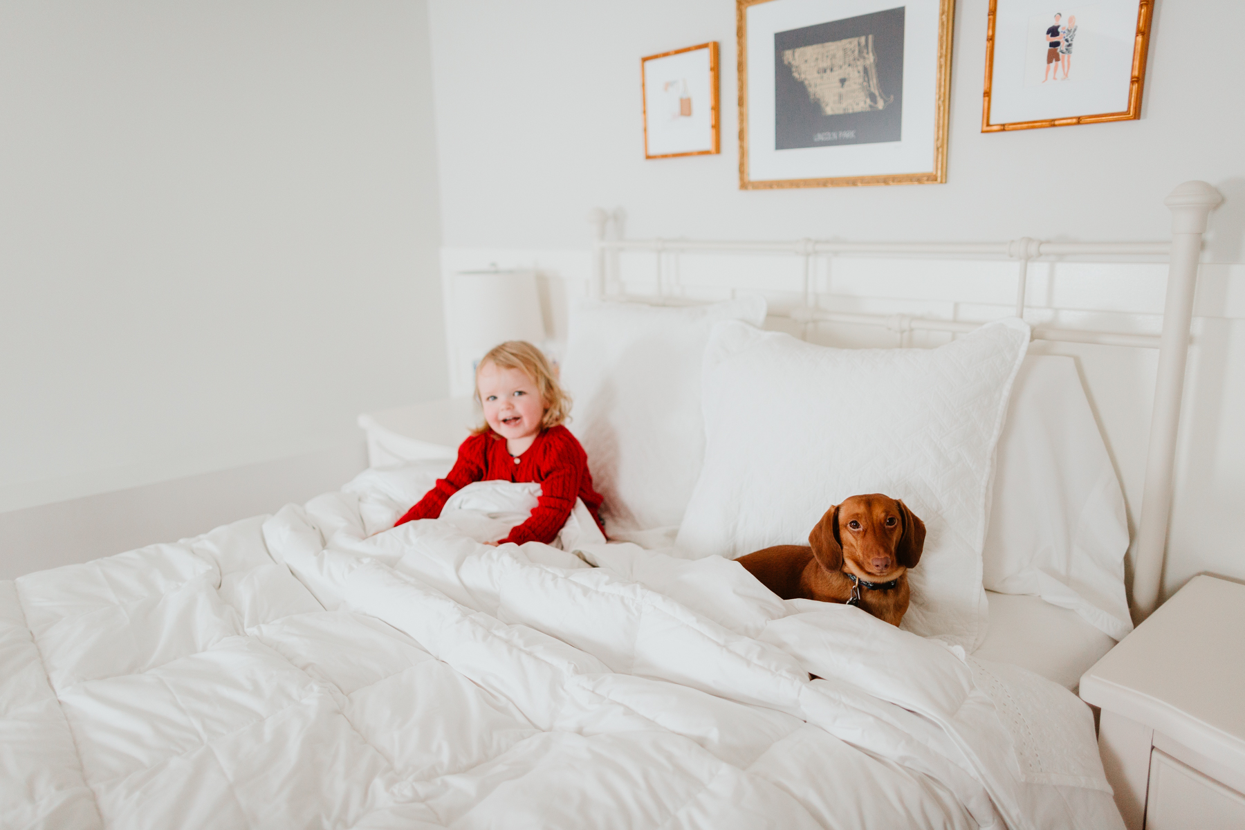 Emma and Noodle in bed