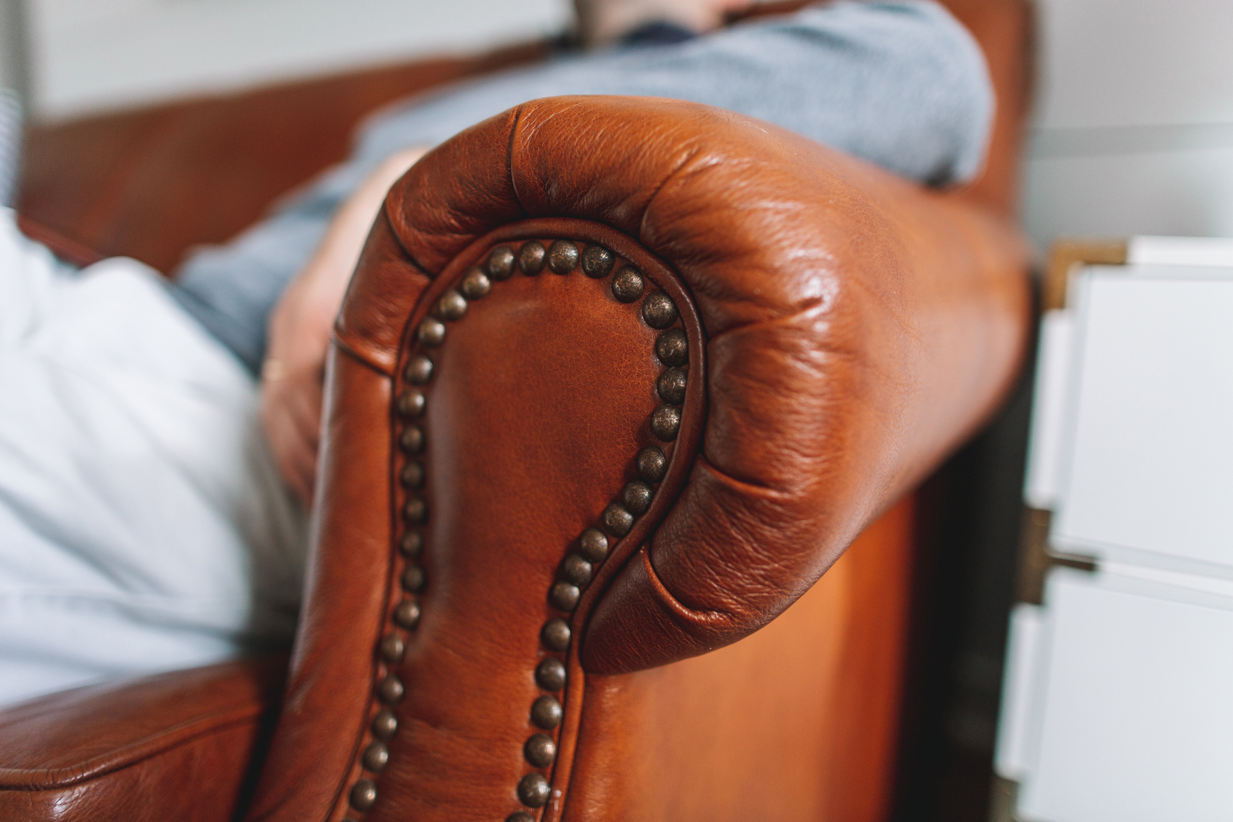 Leather couch details