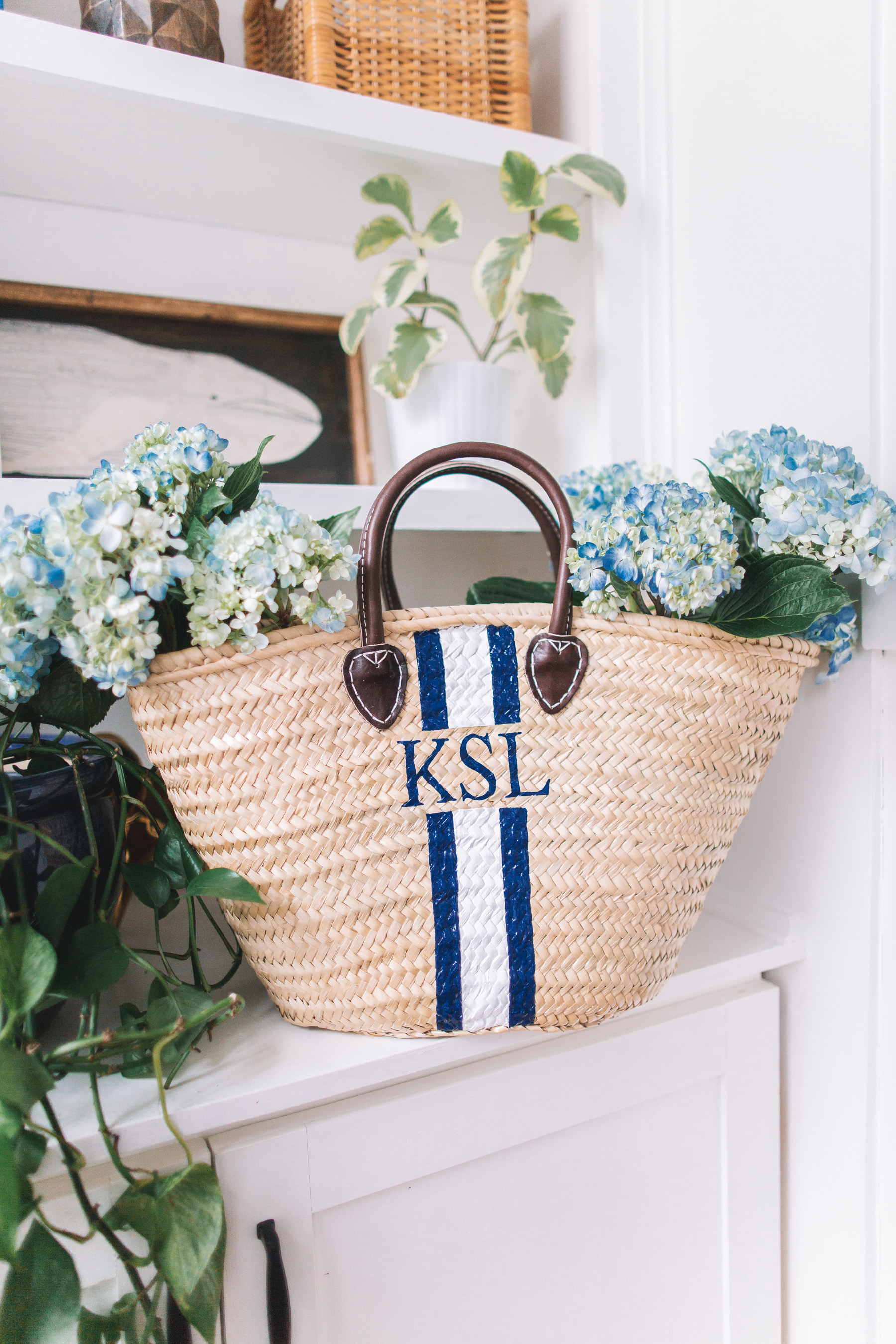 Hand-Painted Straw Beach Bag