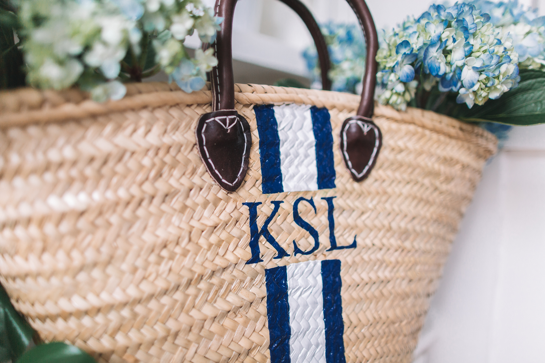 Hand-Painted Straw Beach Bag