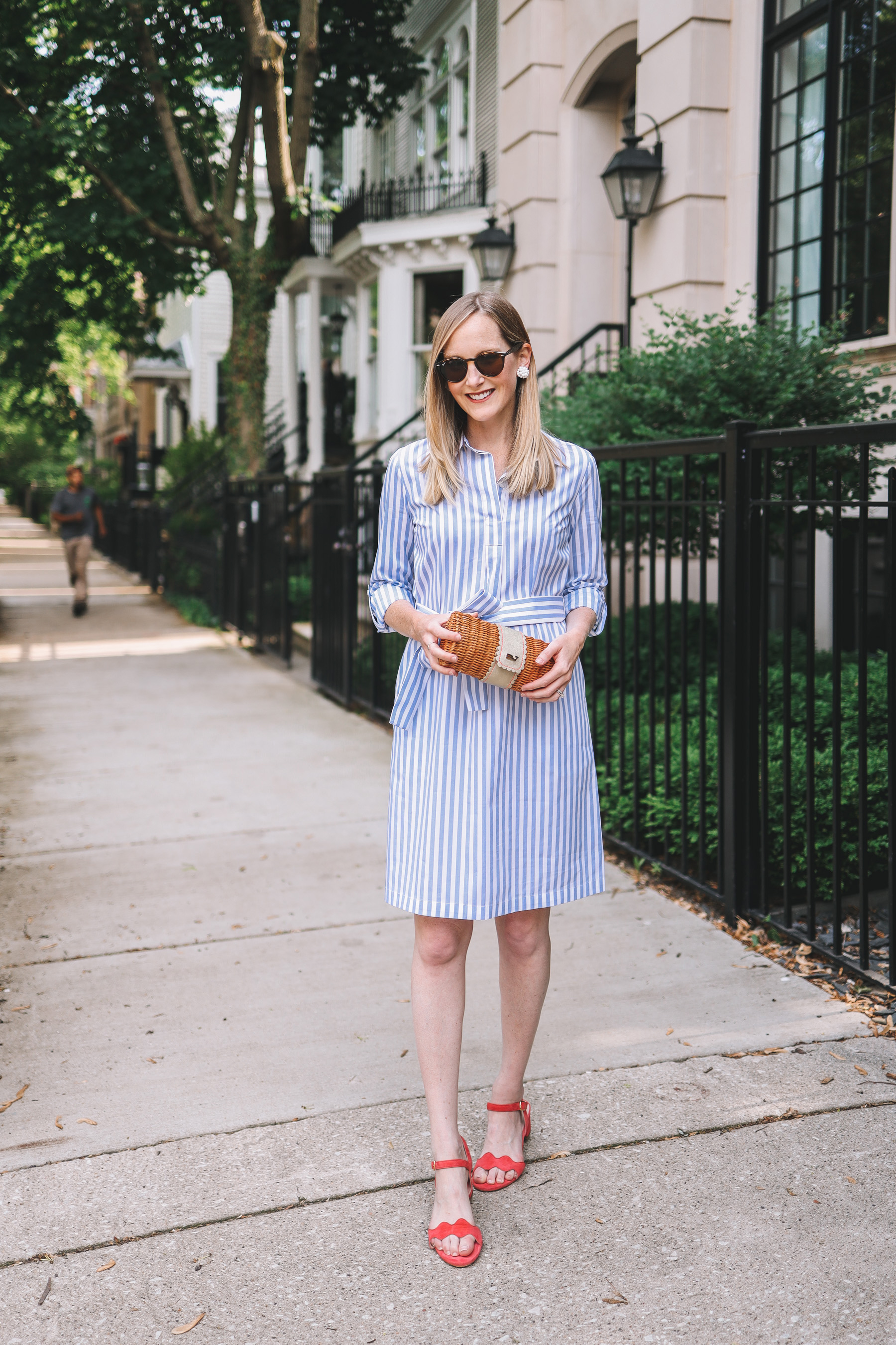 Grey and white striped best sale shirt dress