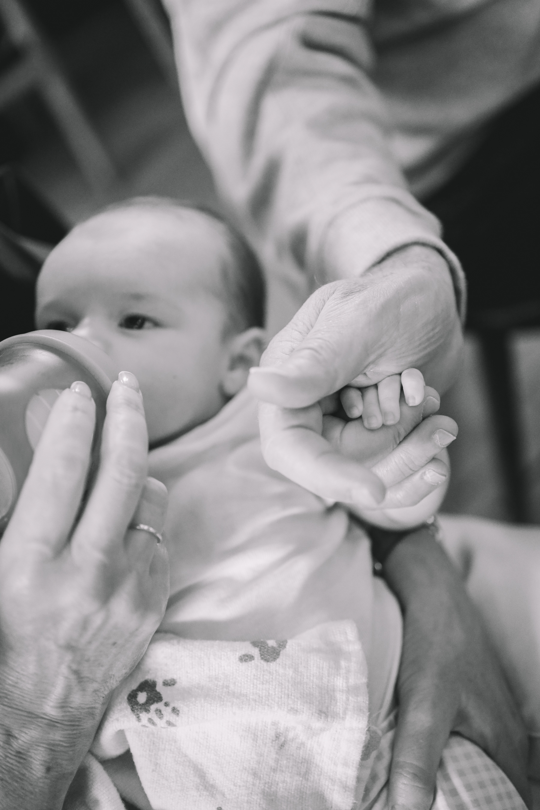 baby is having her bottle