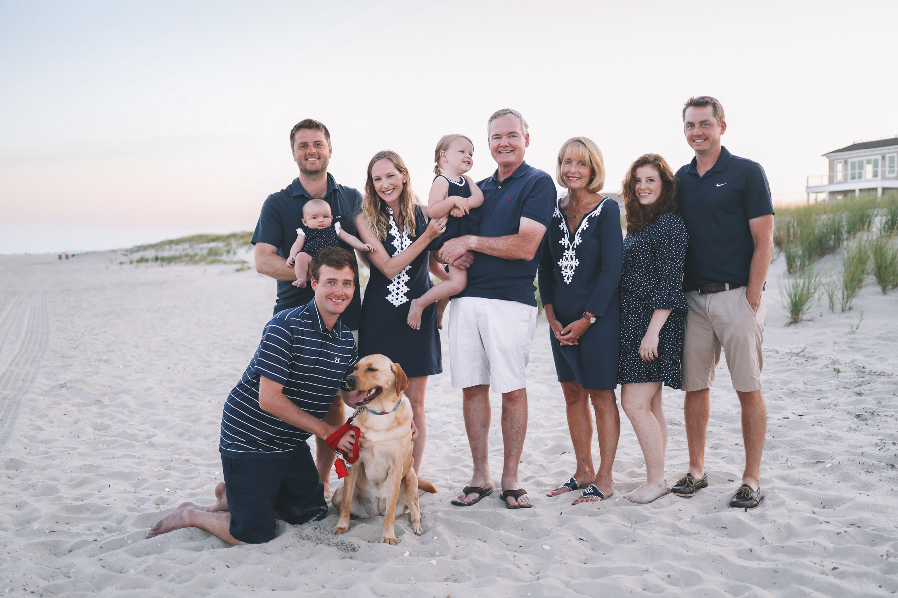 The whole family on the beach