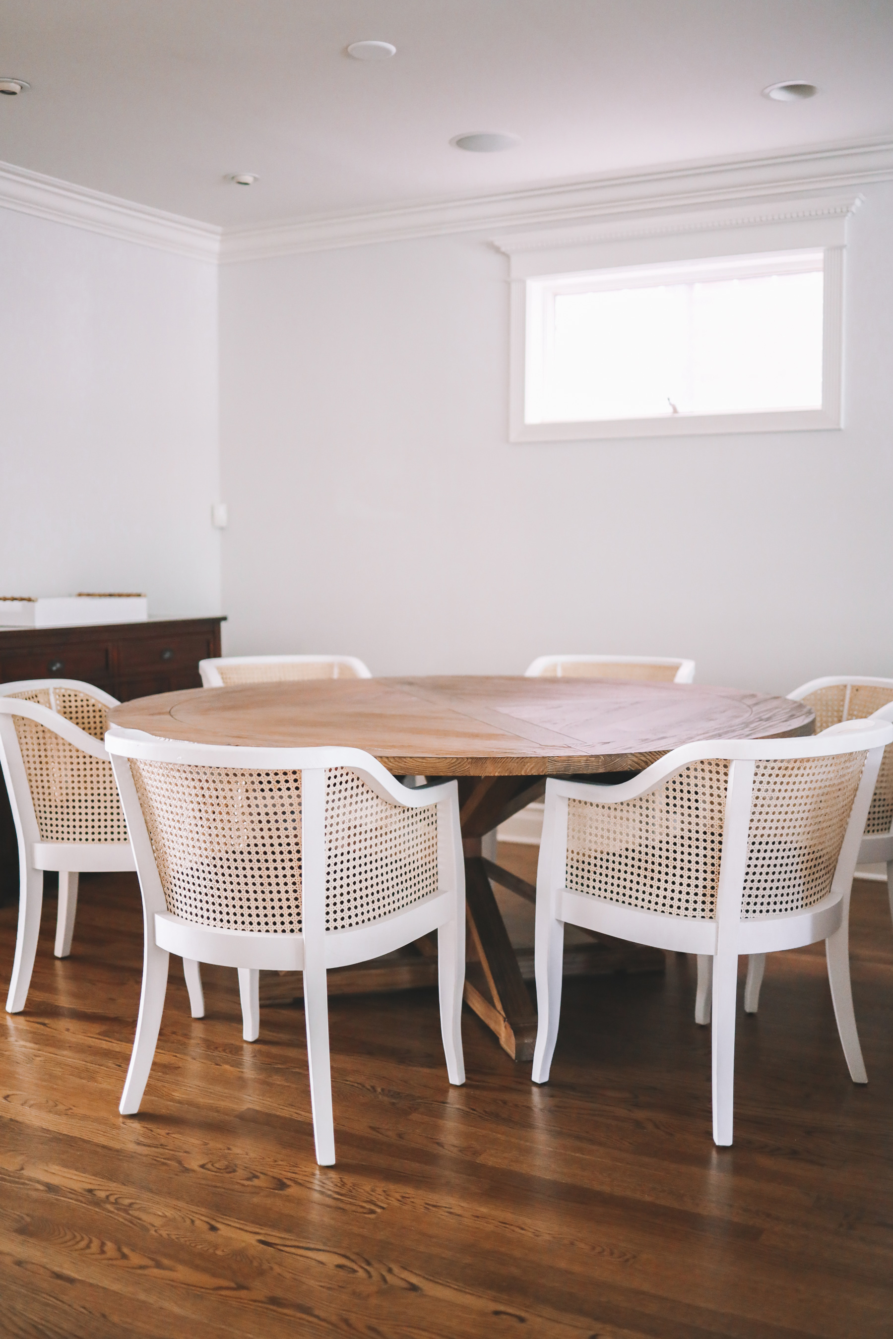 white cane dining setting