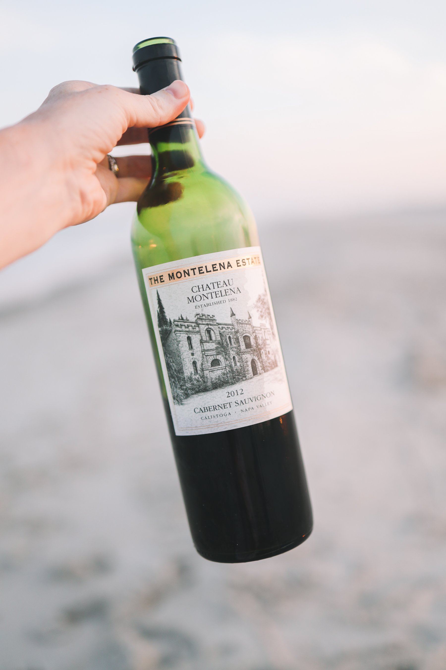 A bottle of wine on the Jersey beach