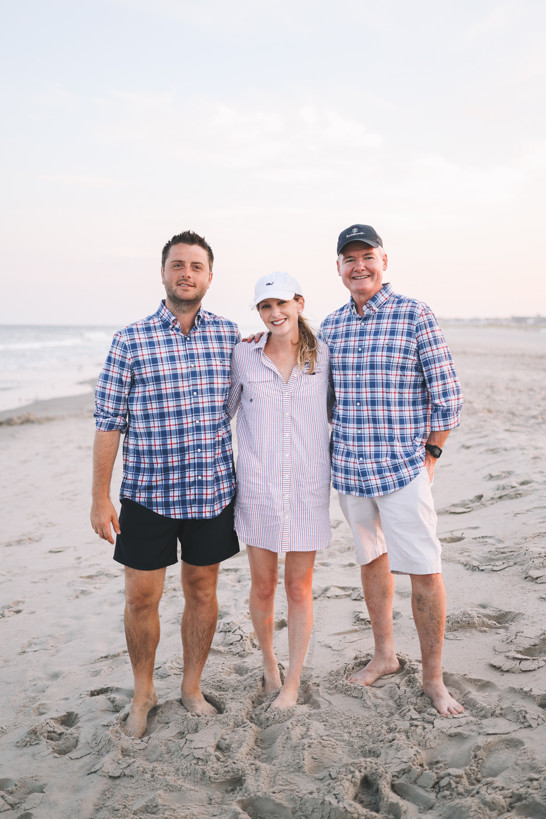 Three people on the Jersey shore