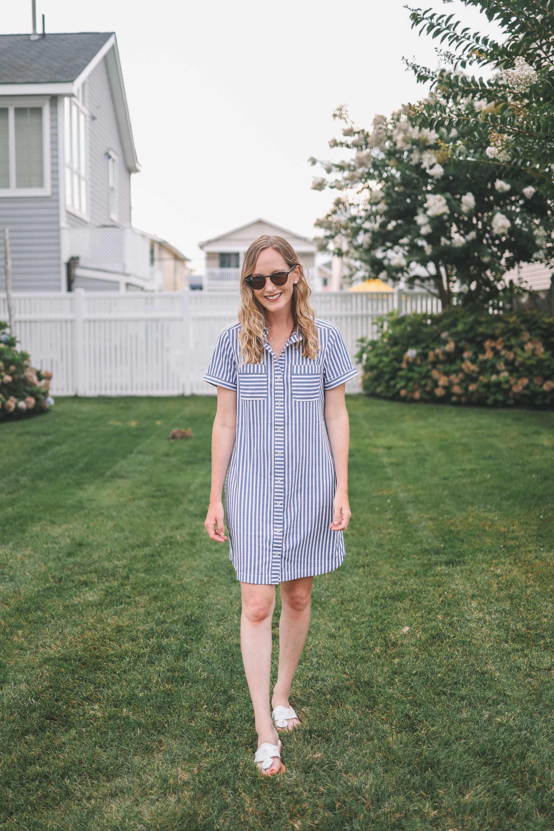 a seesucker shirt dress