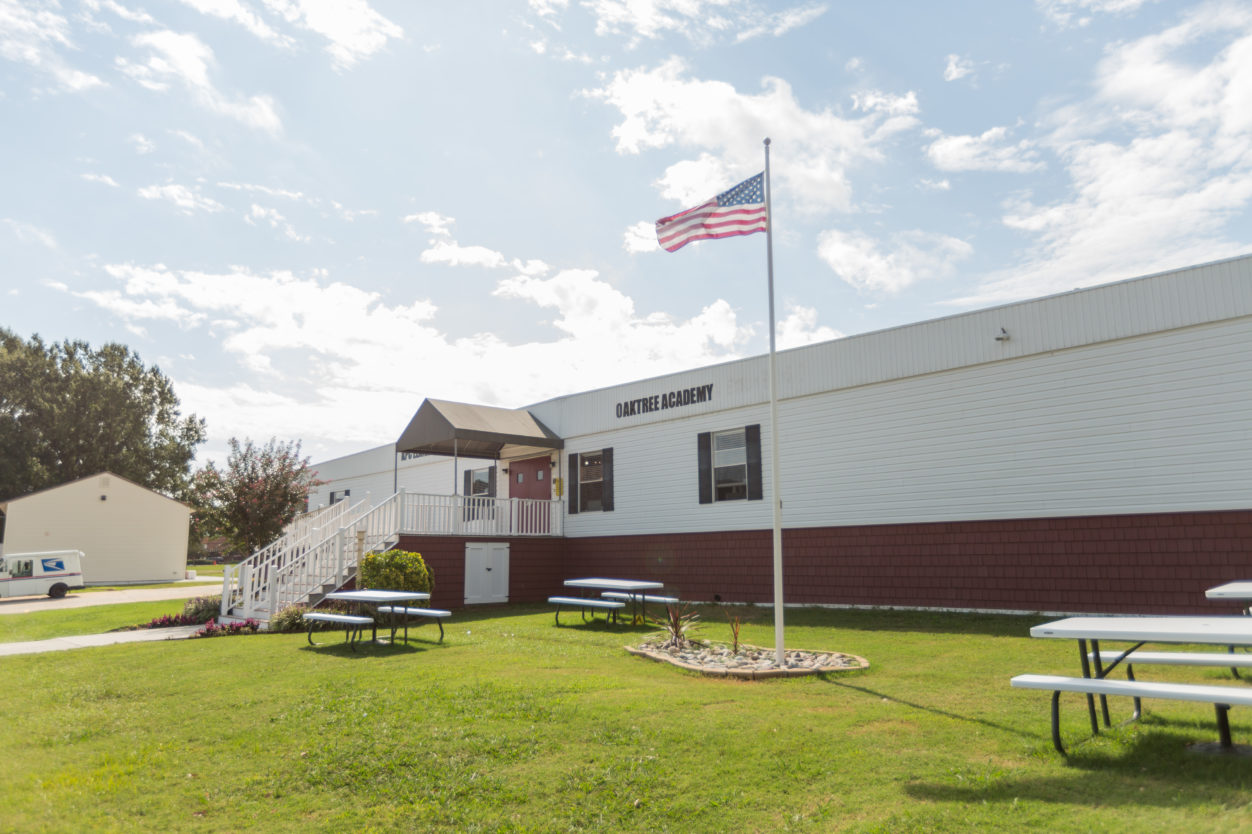 the front of a school