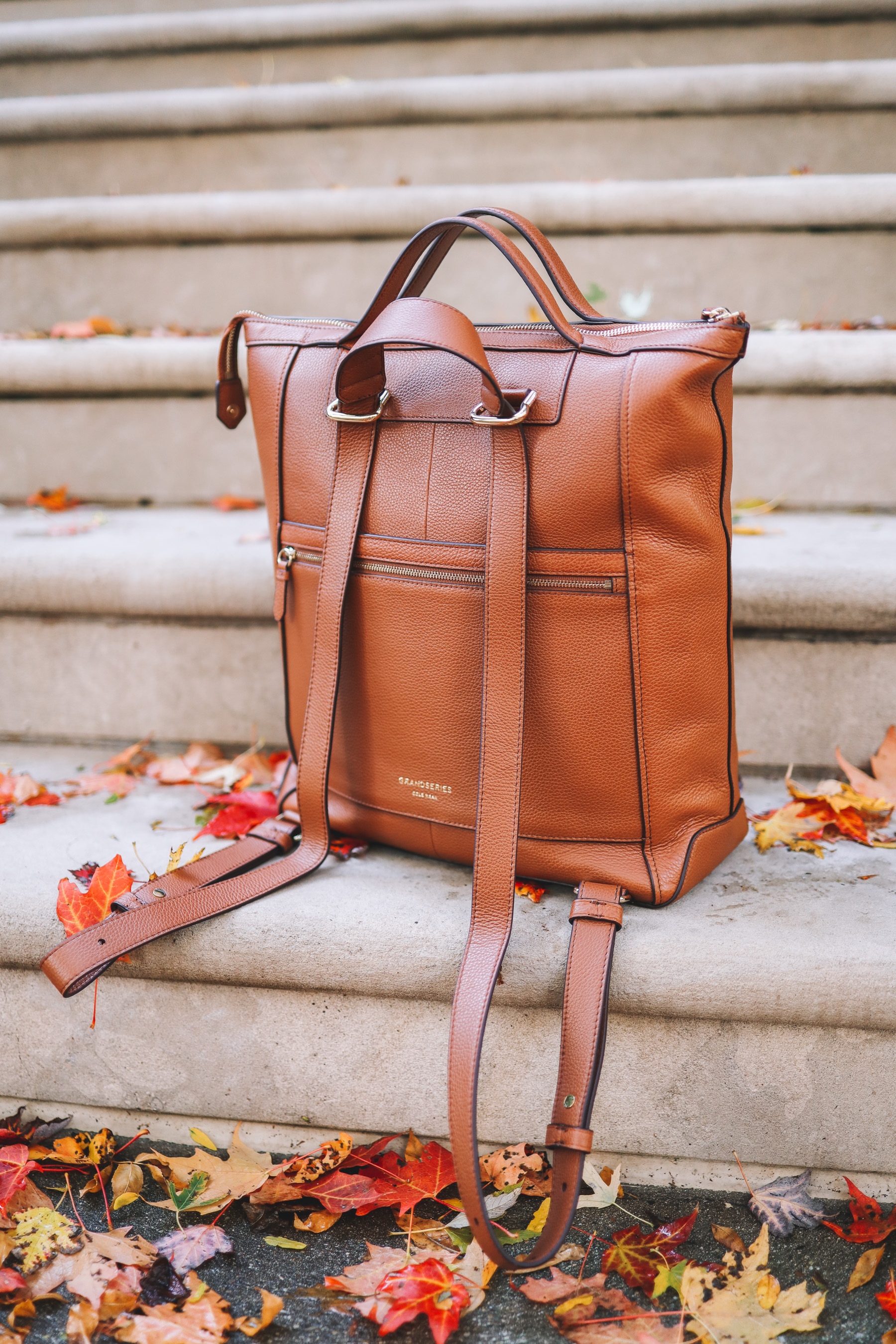 leather backpack with adjustable strap