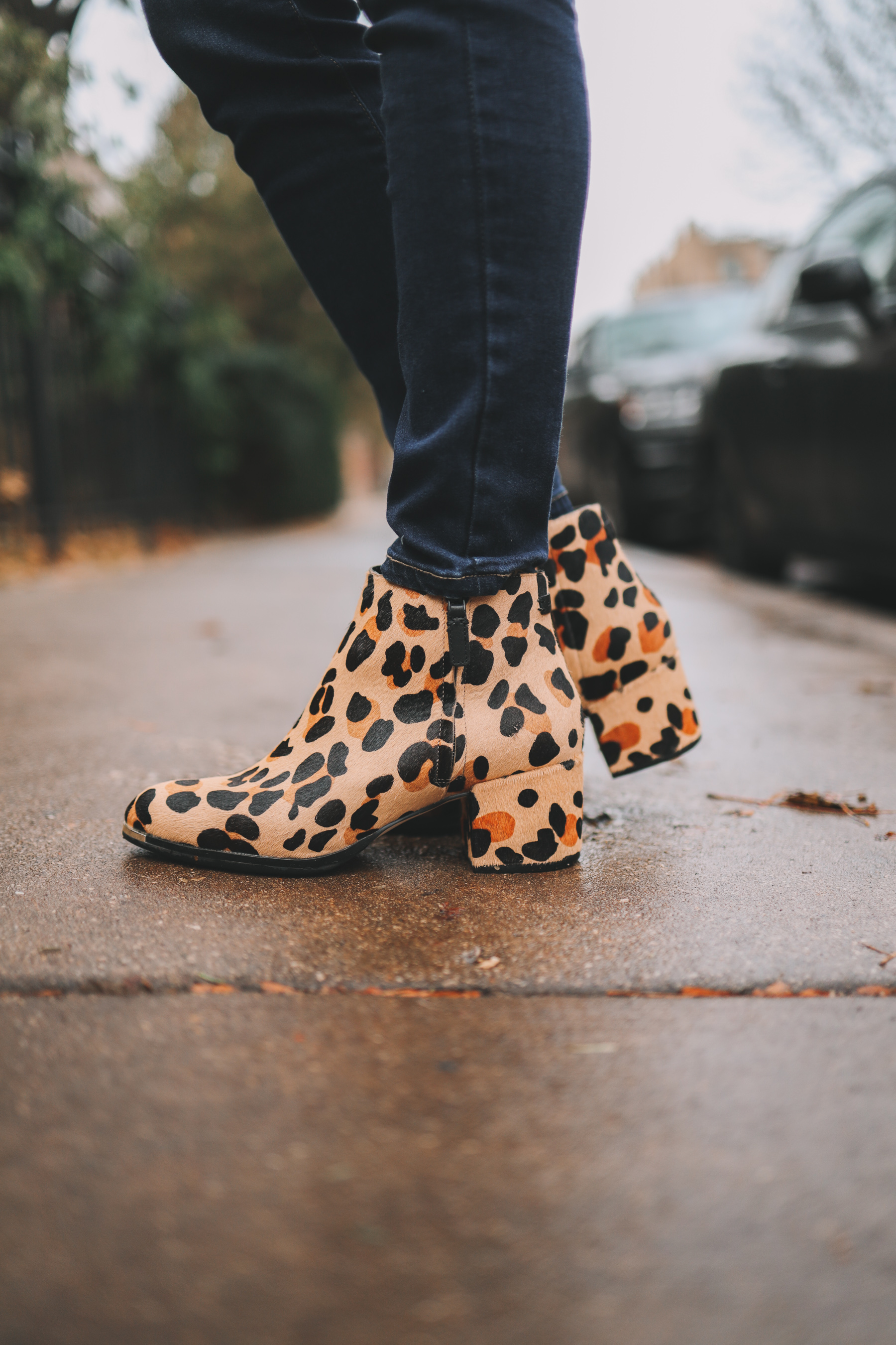 White leopard print outlet booties