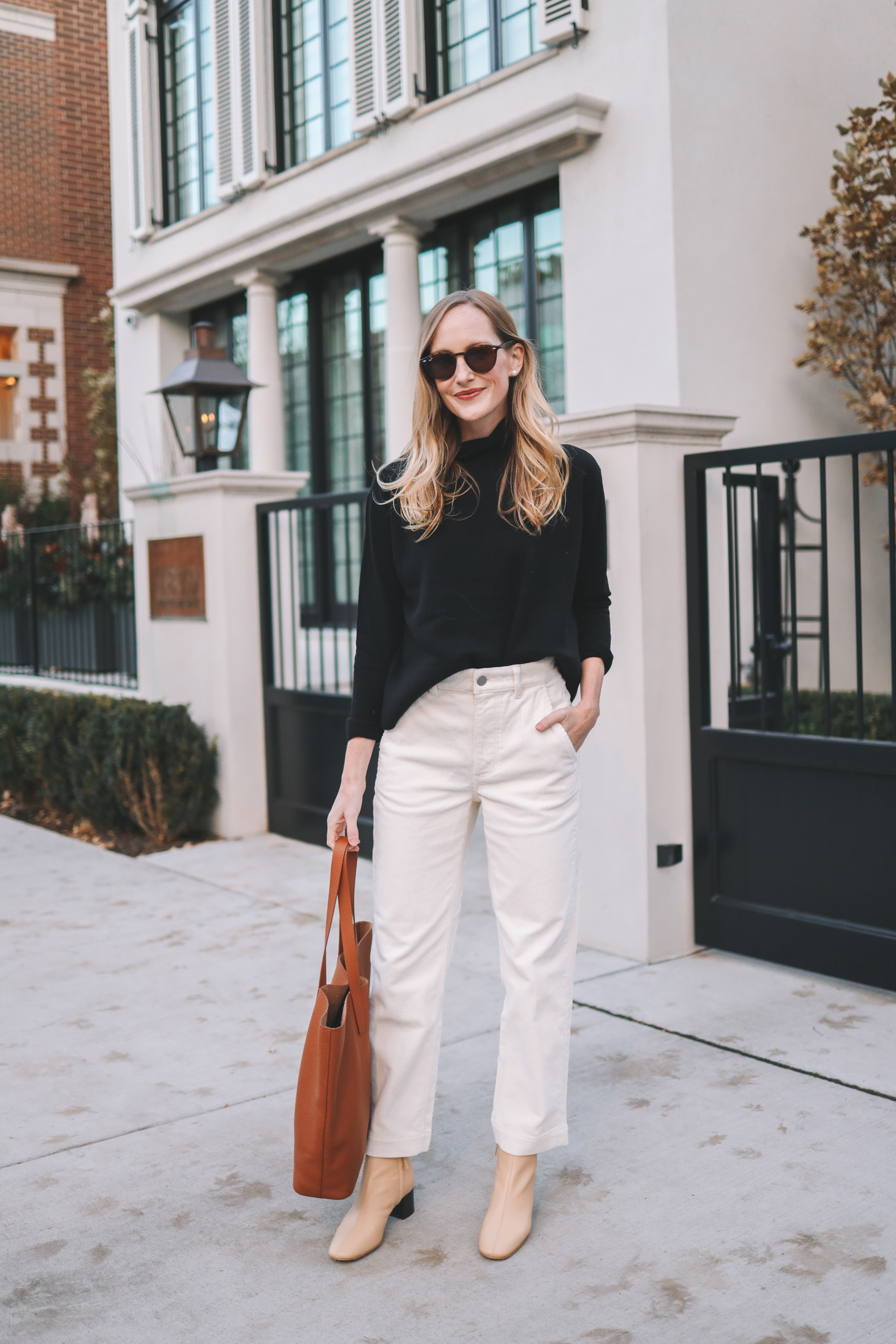 Wearing White in Winter: Everlane ReNew Fleece & High Waisted Jeans - since  wen